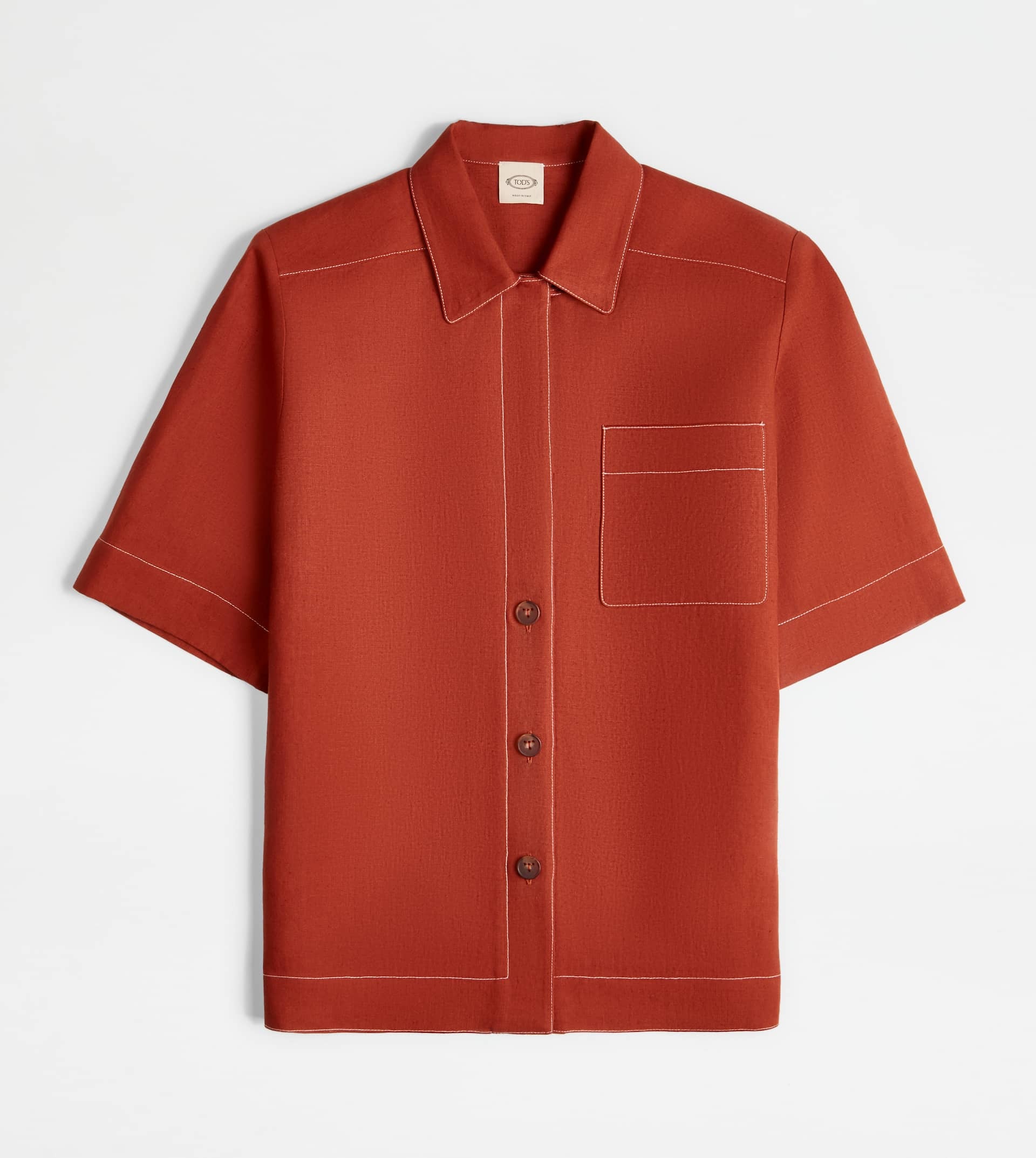 SHIRT IN LINEN - ORANGE - 1