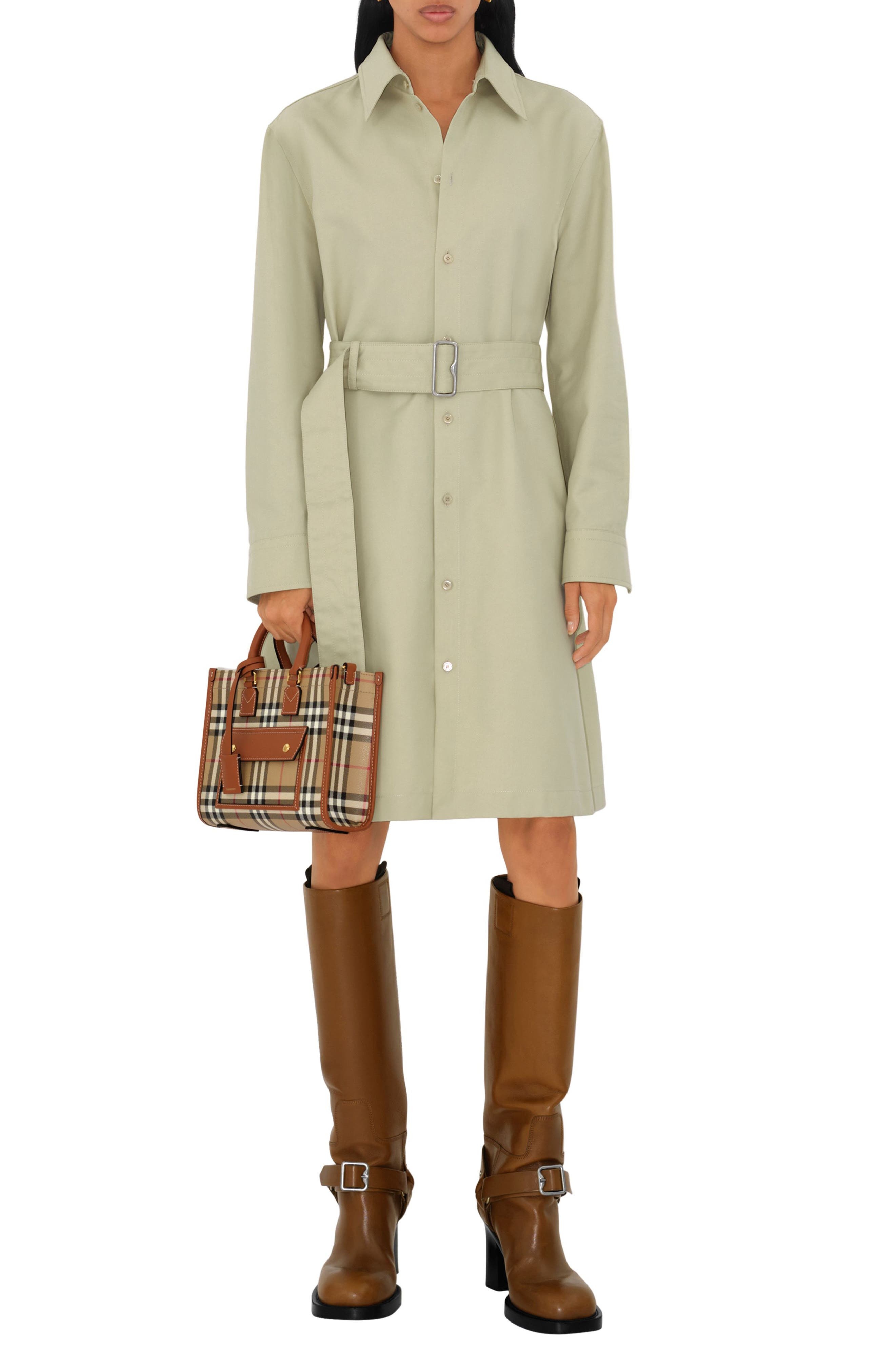 burberry Mini Freya Check Canvas & Leather Tote in Vintage Check/briar Brown at Nordstrom - 2
