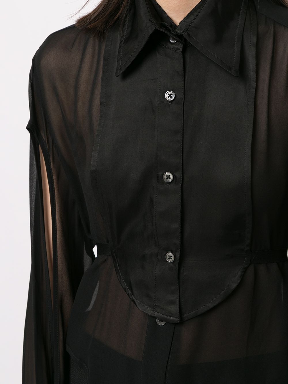 sheer open-back button-down top - 5