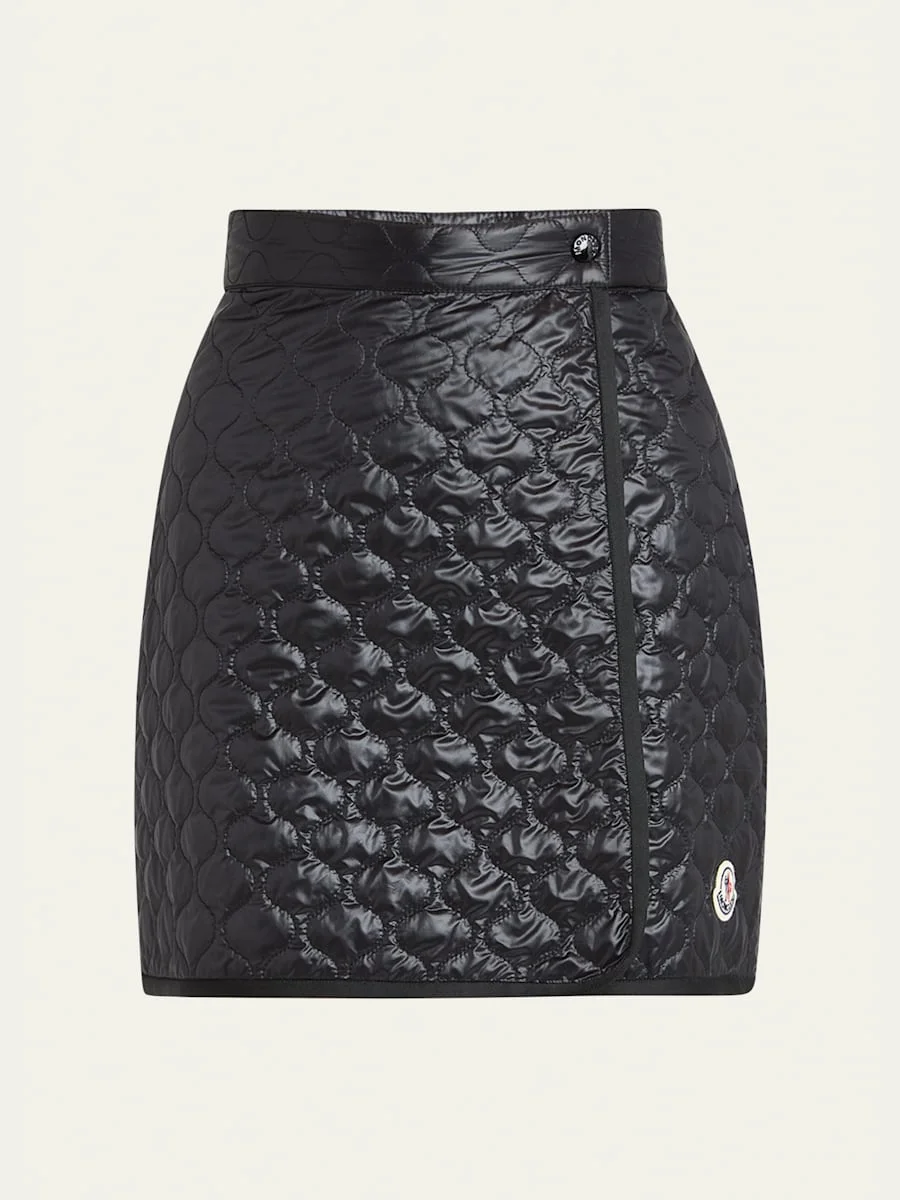 Geometric-Quilted Padded Mini Skirt - 1