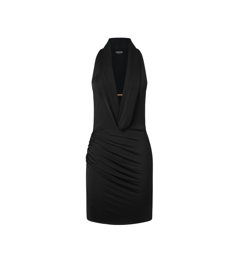 LUSTROUS JERSEY COWL COLLAR COCKTAIL DRESS 1