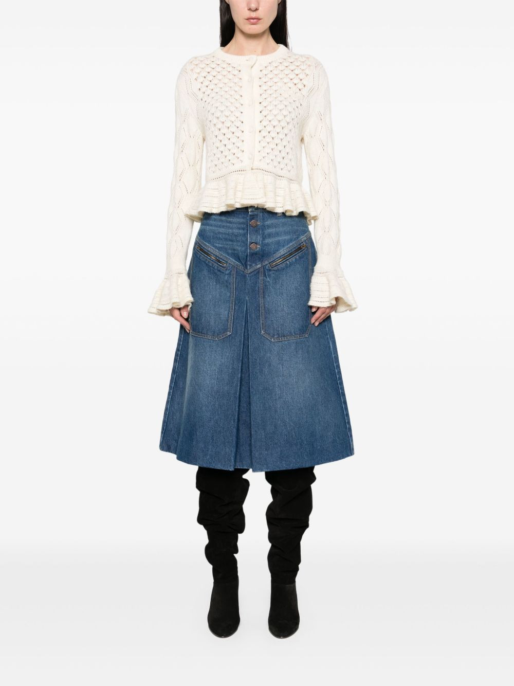 denim midi skirt - 2