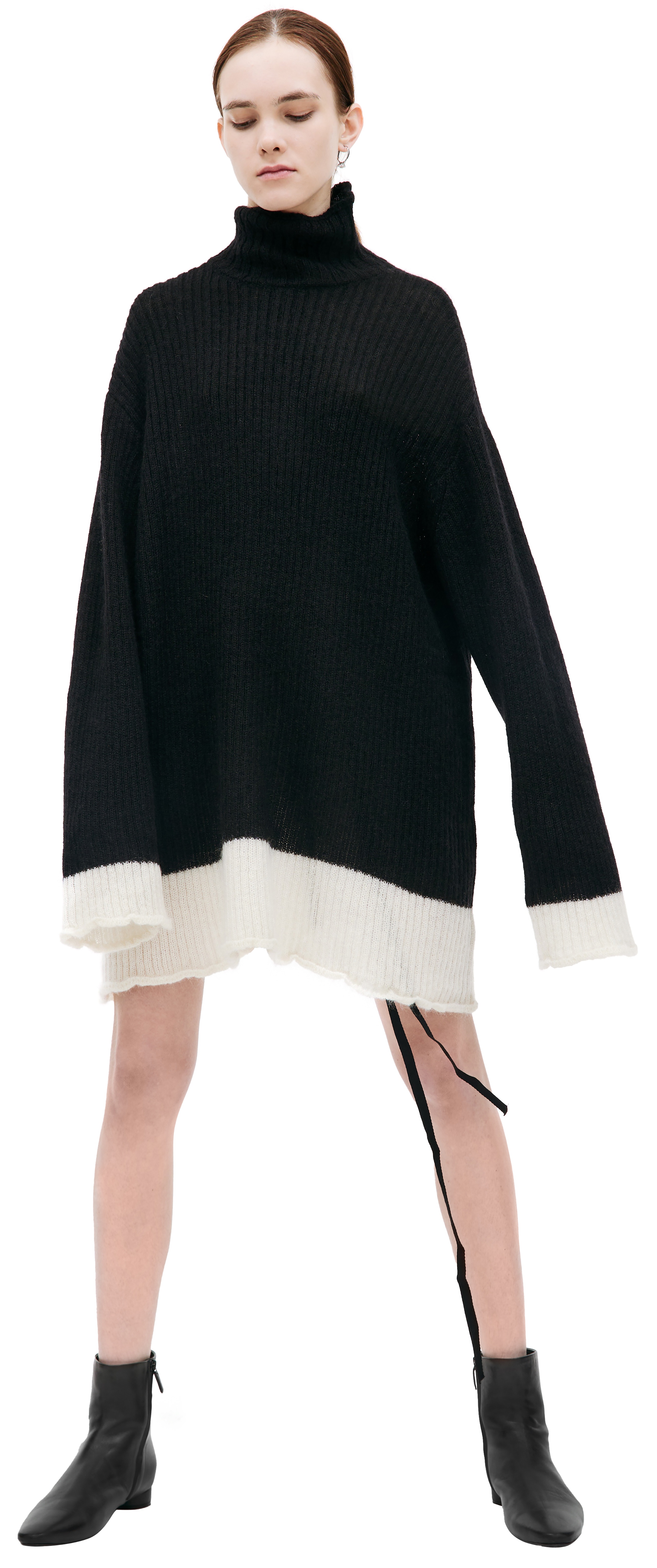 UNDERCOVER BLACK ROLLED EDGE SWEATER | REVERSIBLE