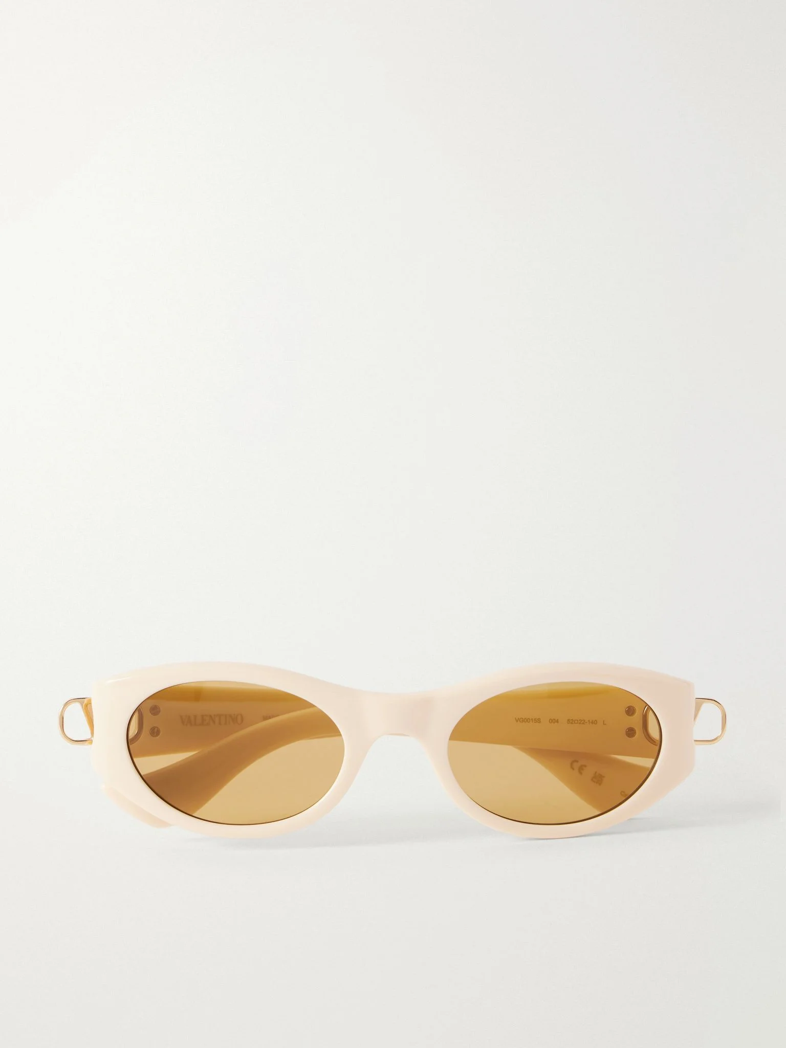 VLogo-embellished round-frame acetate sunglasses Ivory - 1