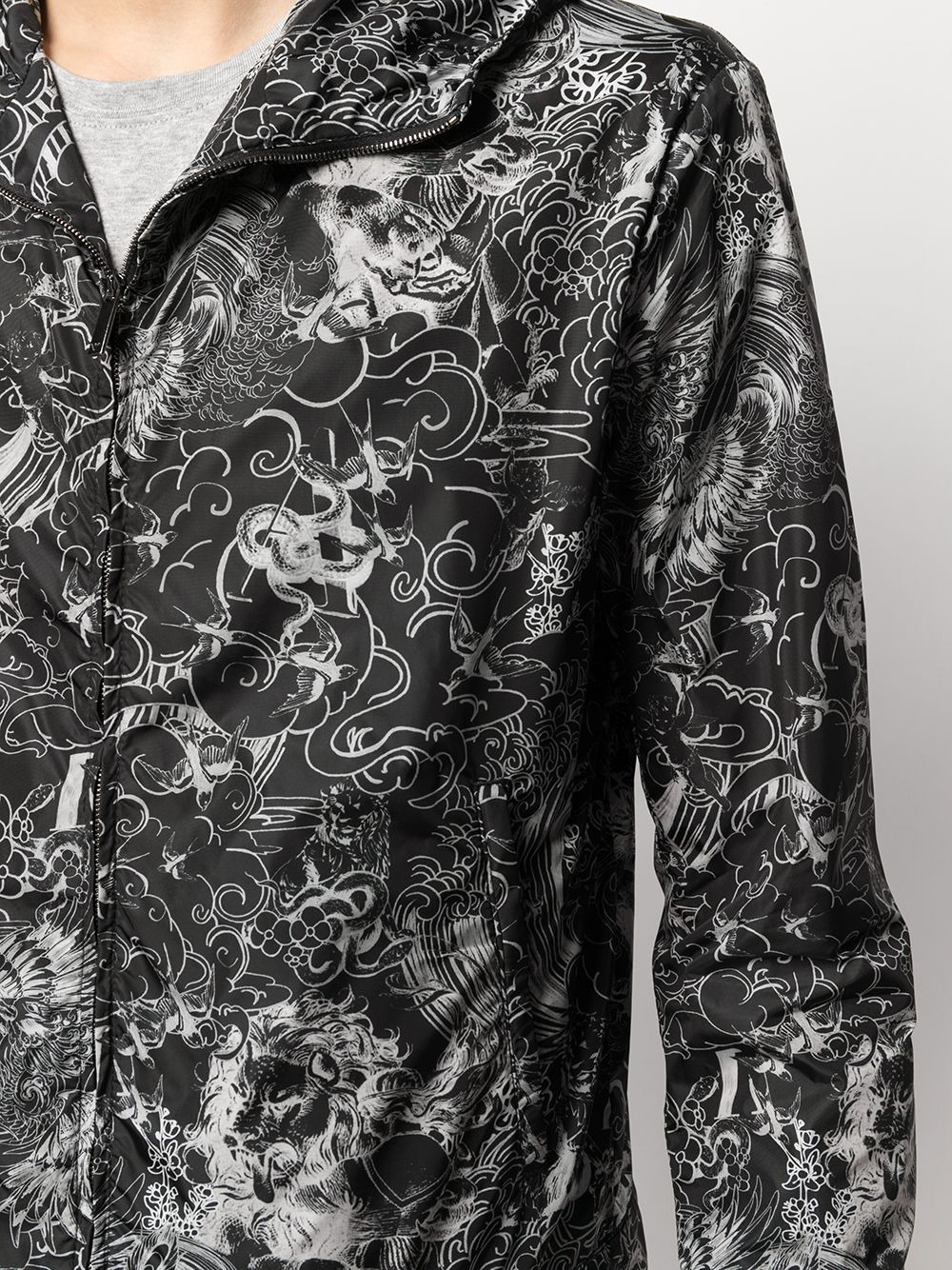 abstract-print hooded jacket - 5