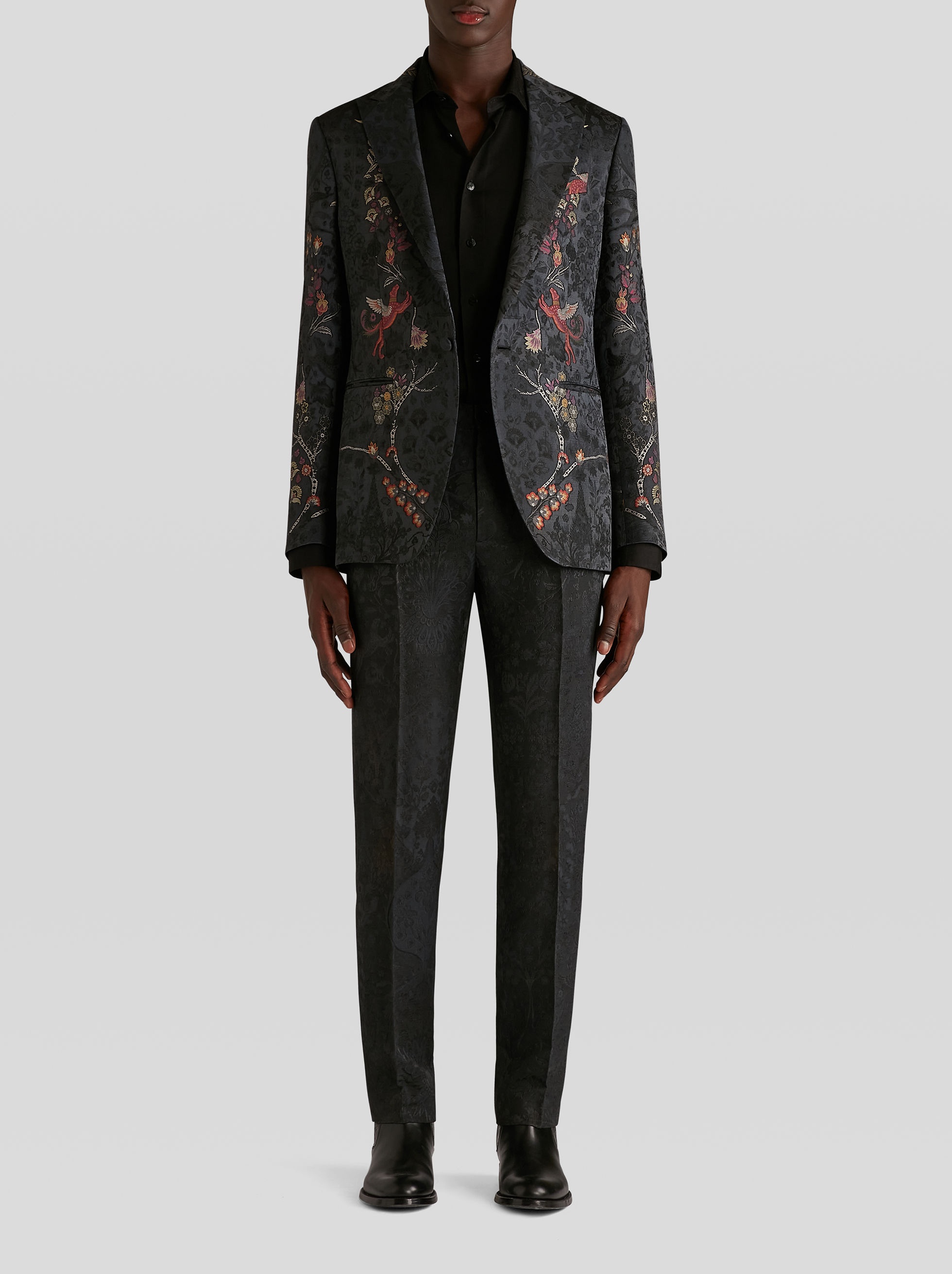 WOOL AND SILK JACQUARD TROUSERS - 3