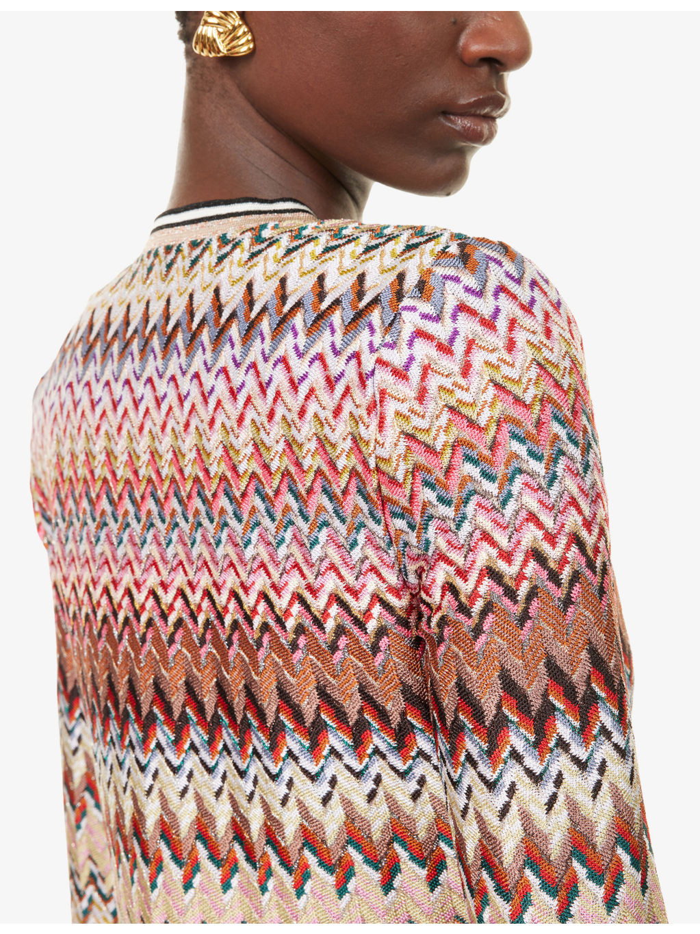 Chevron Metallic-Knit Long Cardigan - 6