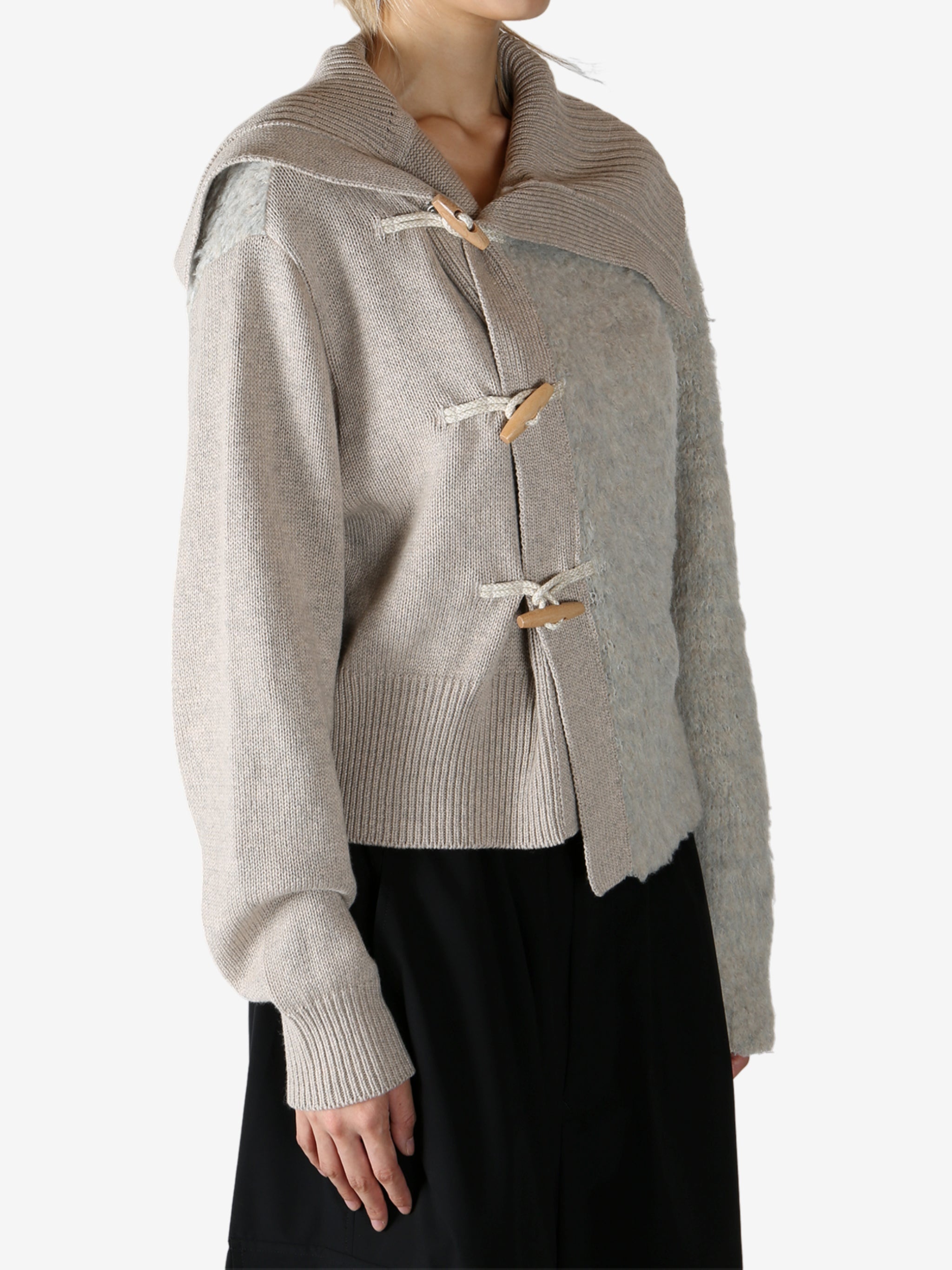 Y'S - Women Toggle Button Asymmetry Cardigan - 2