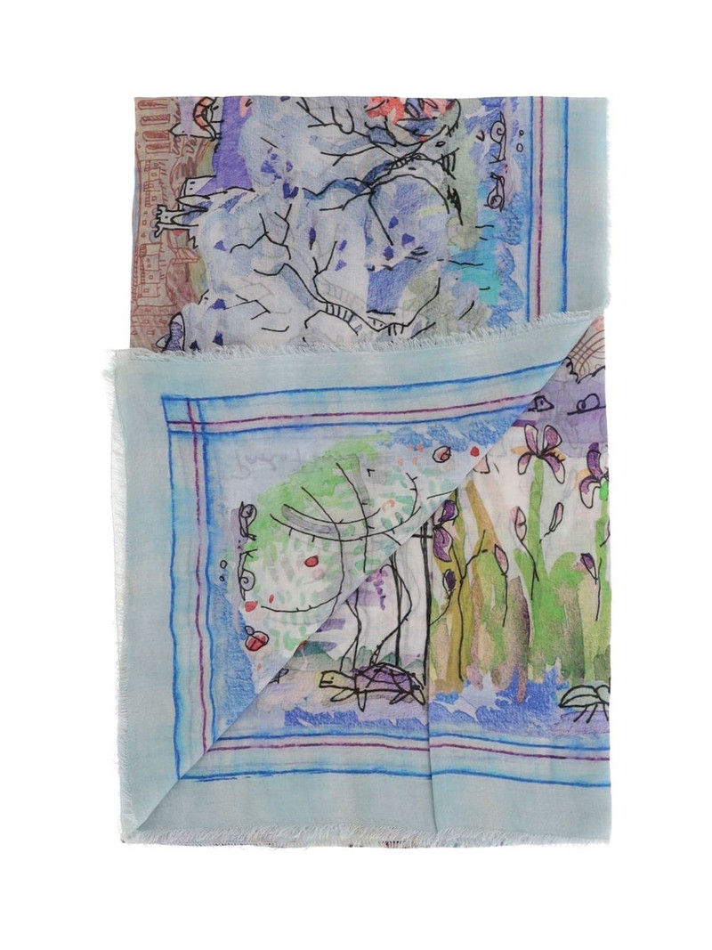 Faliero Sarti fringed printed scarf outlook
