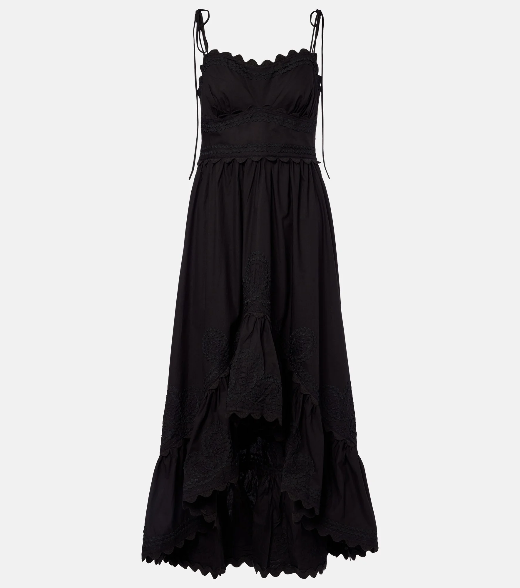 Asymmetric embroidered cotton midi dress - 1