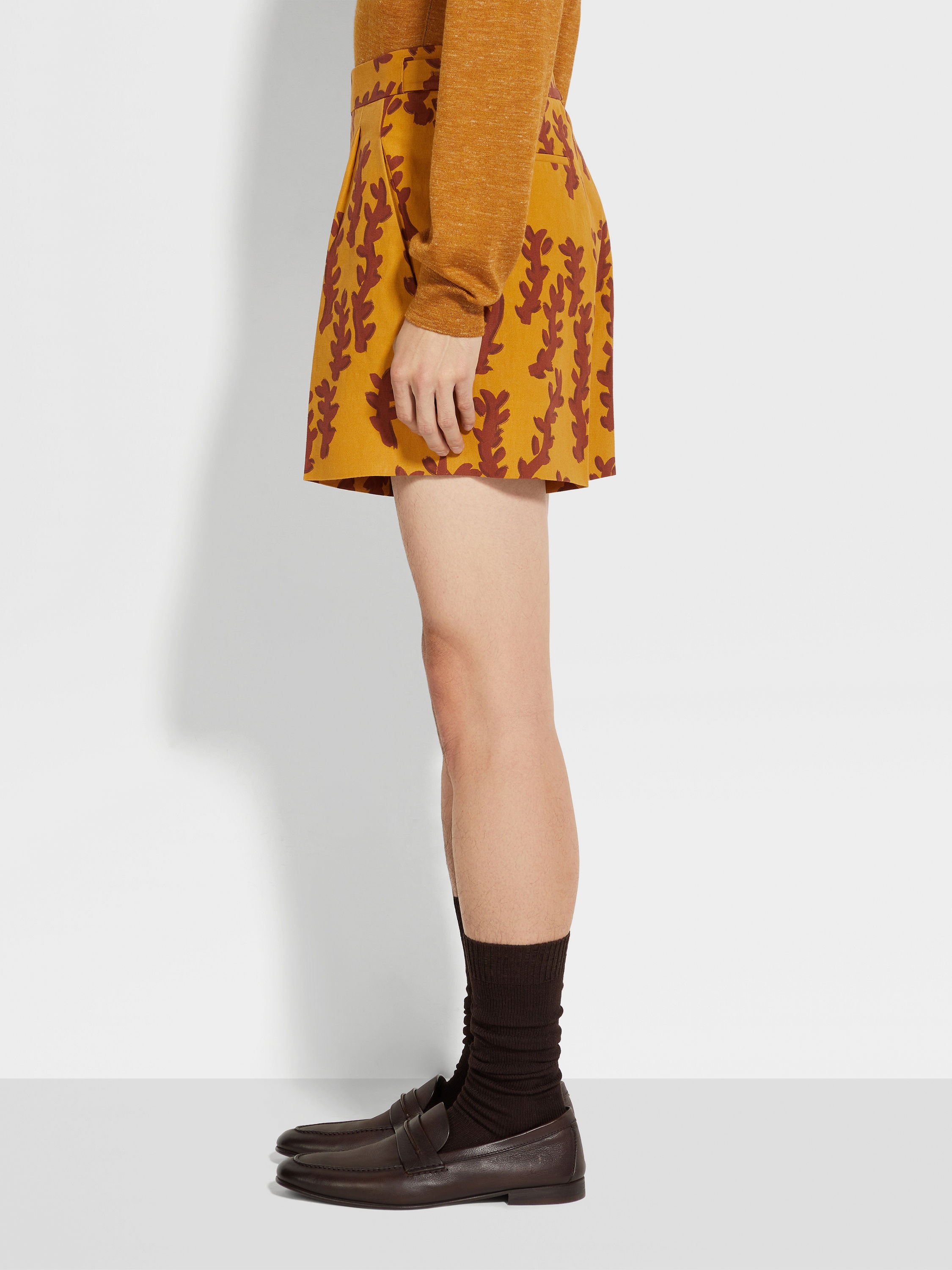OCHRE AND BRICK RED OASI LINO SHORTS - 4