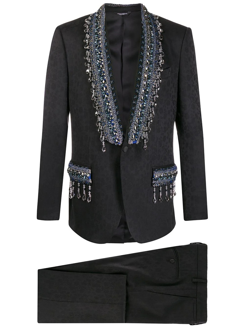 Martini-Fit floral jacquard suit 1