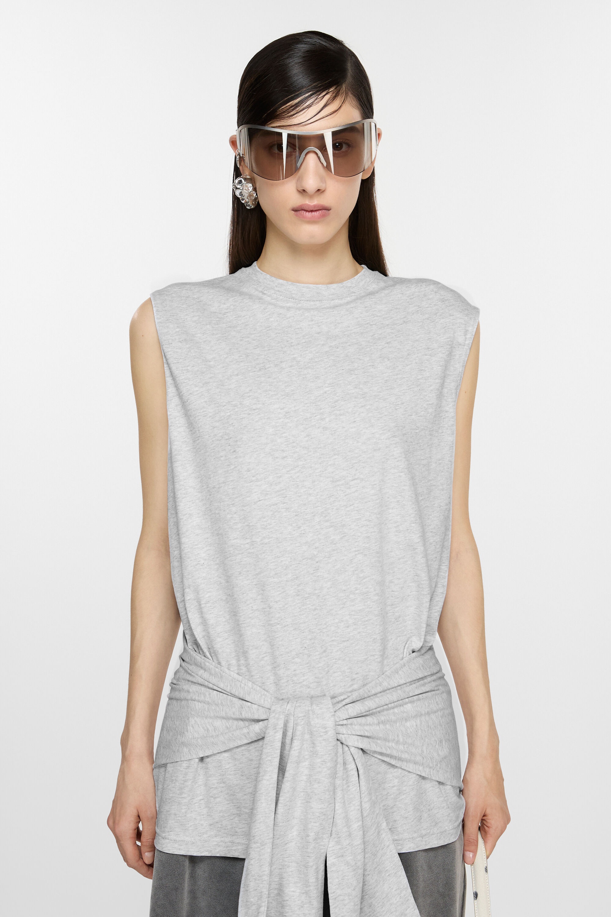 Layered t-shirt - Grey Melange - 2