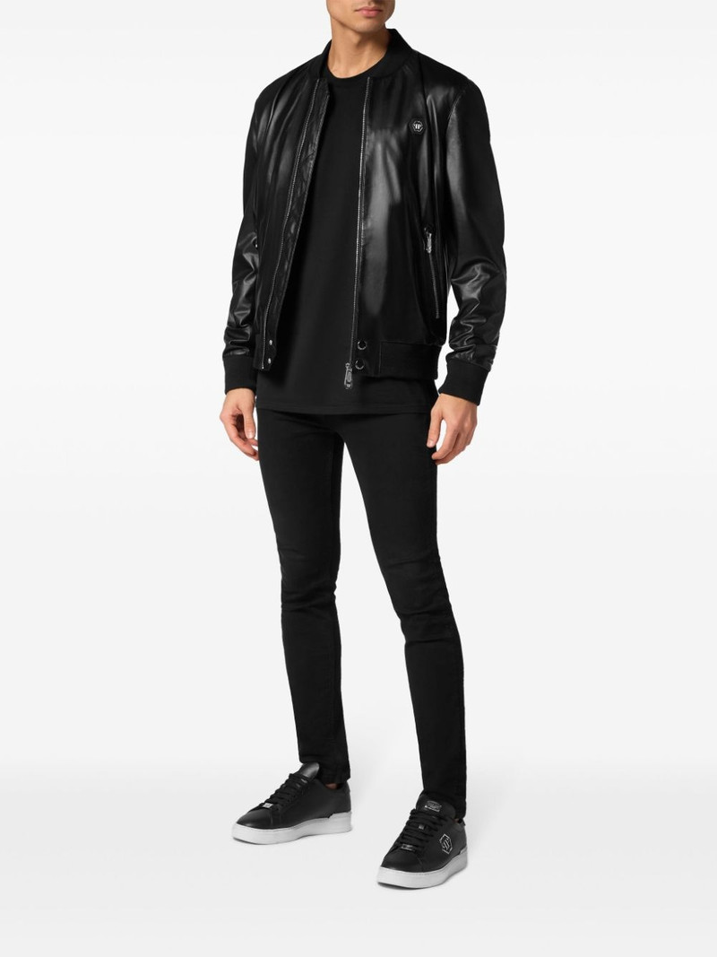 PHILIPP PLEIN leather bomber jacket outlook