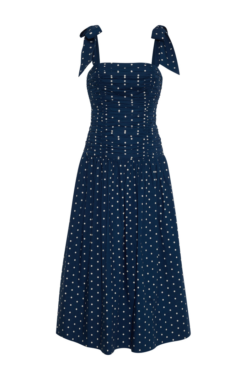 Rahi Midi Dress Ruched, Tied, and Dotted for Days 1
