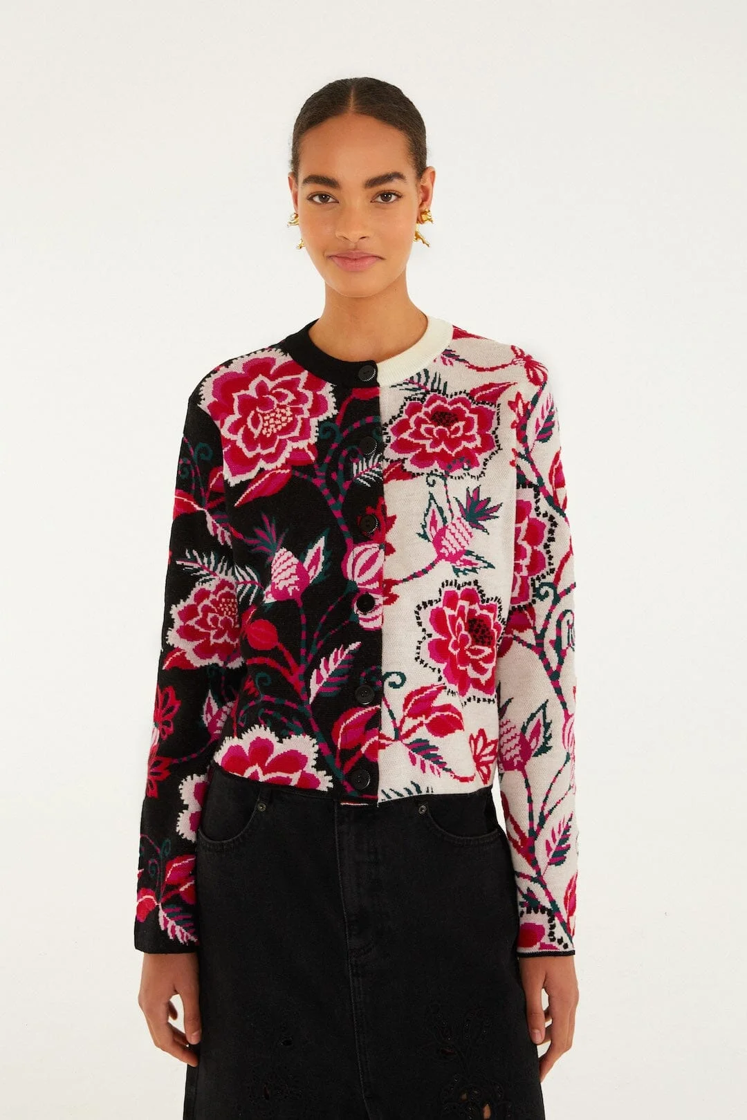 Mixed Winter Garden Knit Cardigan - 1