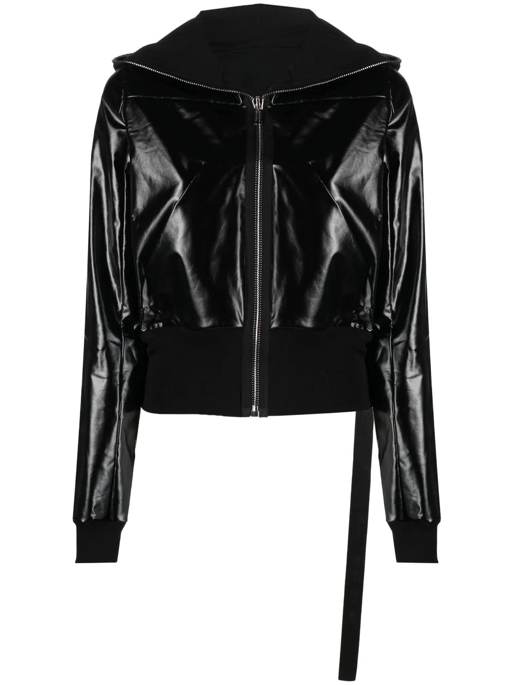 hooded faux-leather jacket - 1