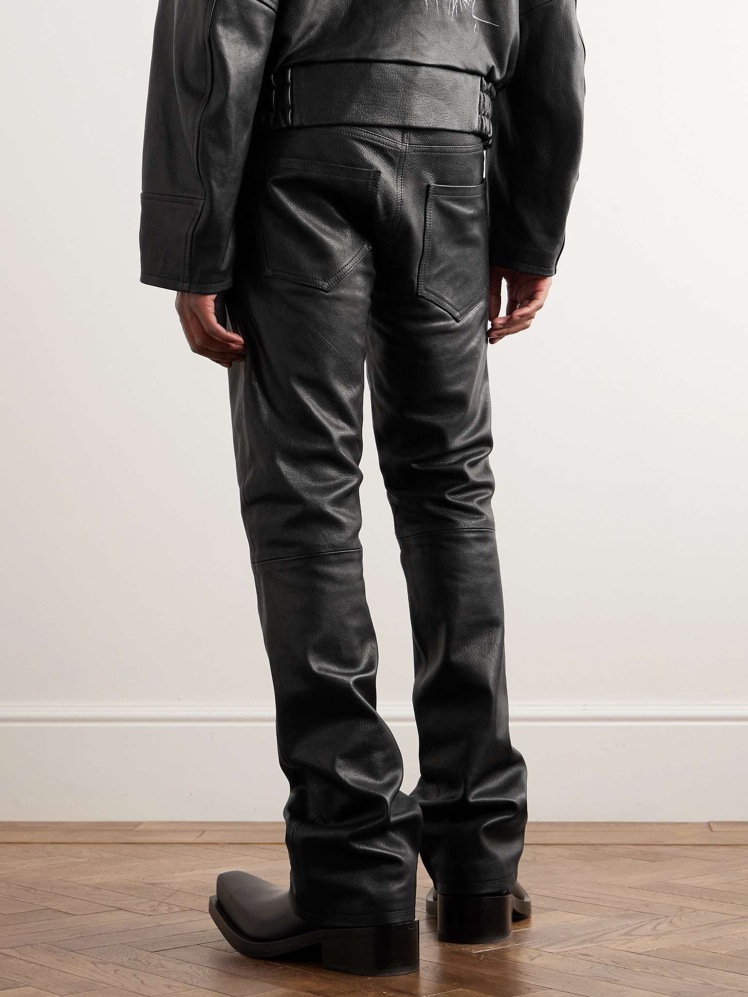 Straight-Leg Panelled Leather Trousers - 4