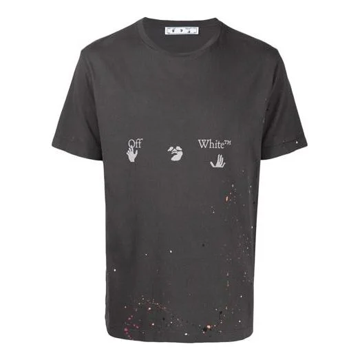 오프 화이트 빈티지 페인트 Splatter 짧은 소매 티 'Magnet 화이트' OMAA027S21JER0020601 - 1