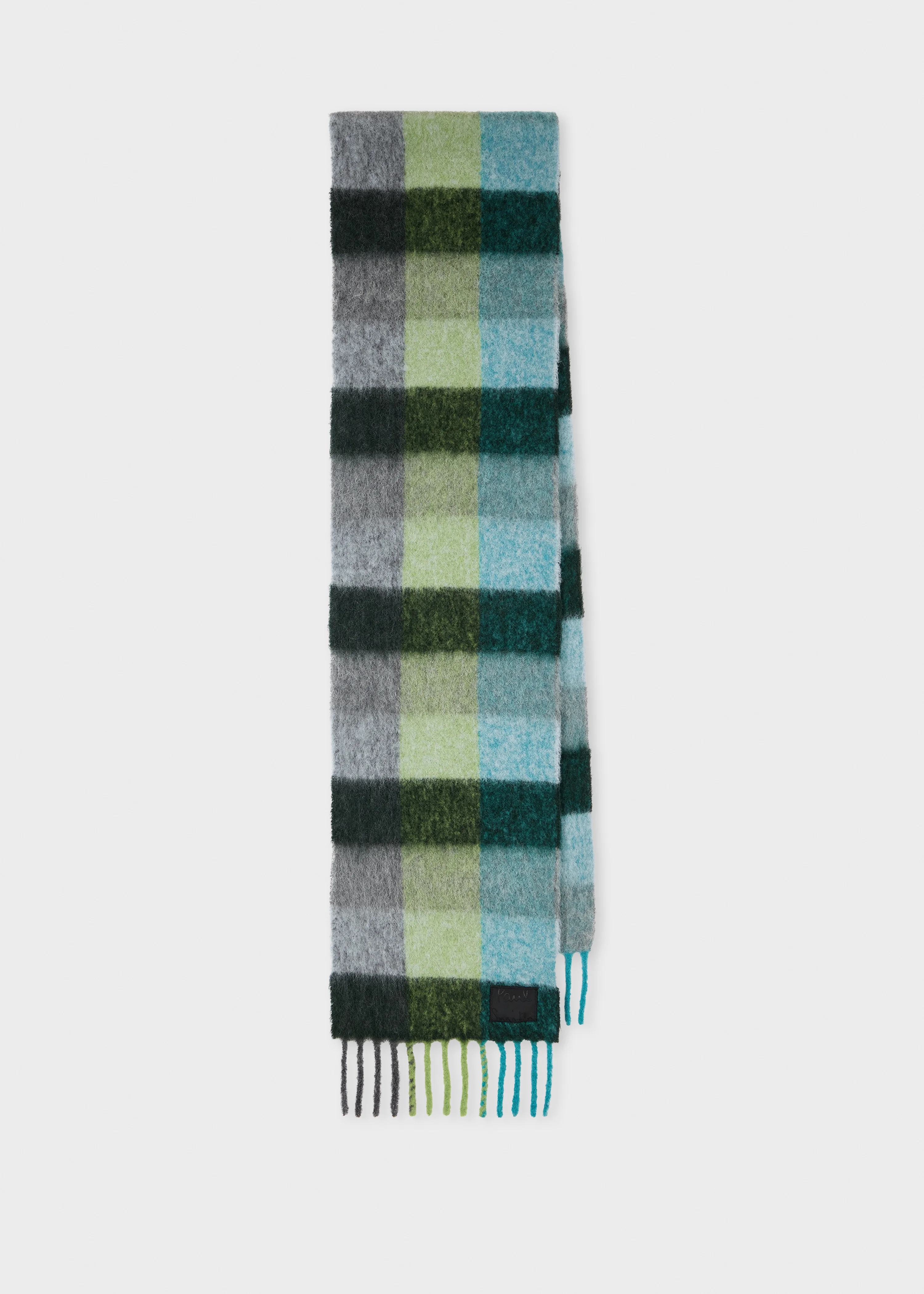 Women's Blue Brushed Check Scarf - 1
