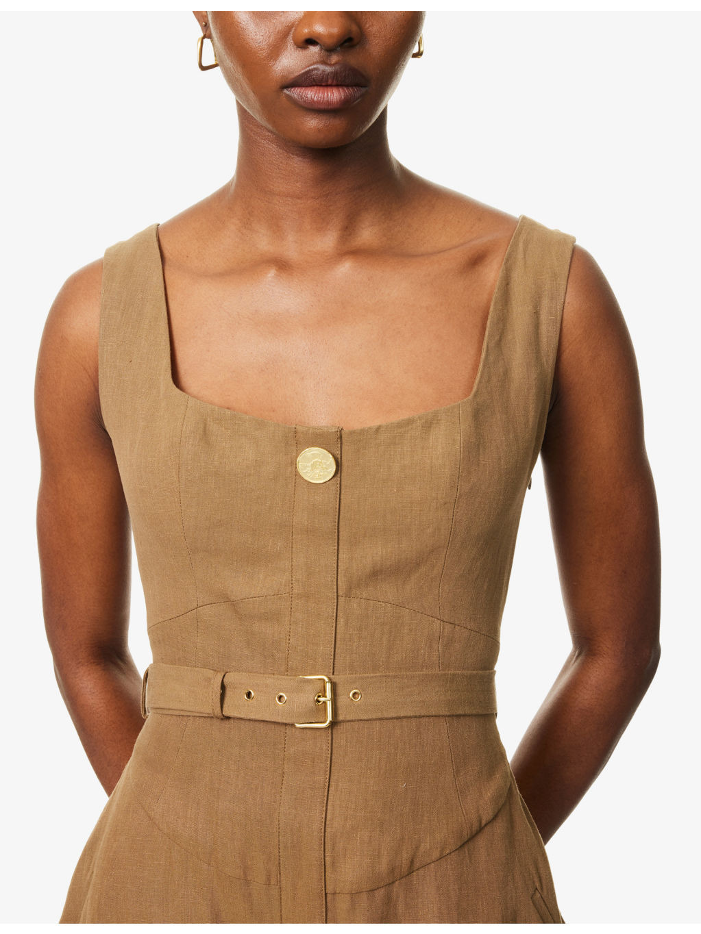 Subu Belted Linen Midi Dress - 5