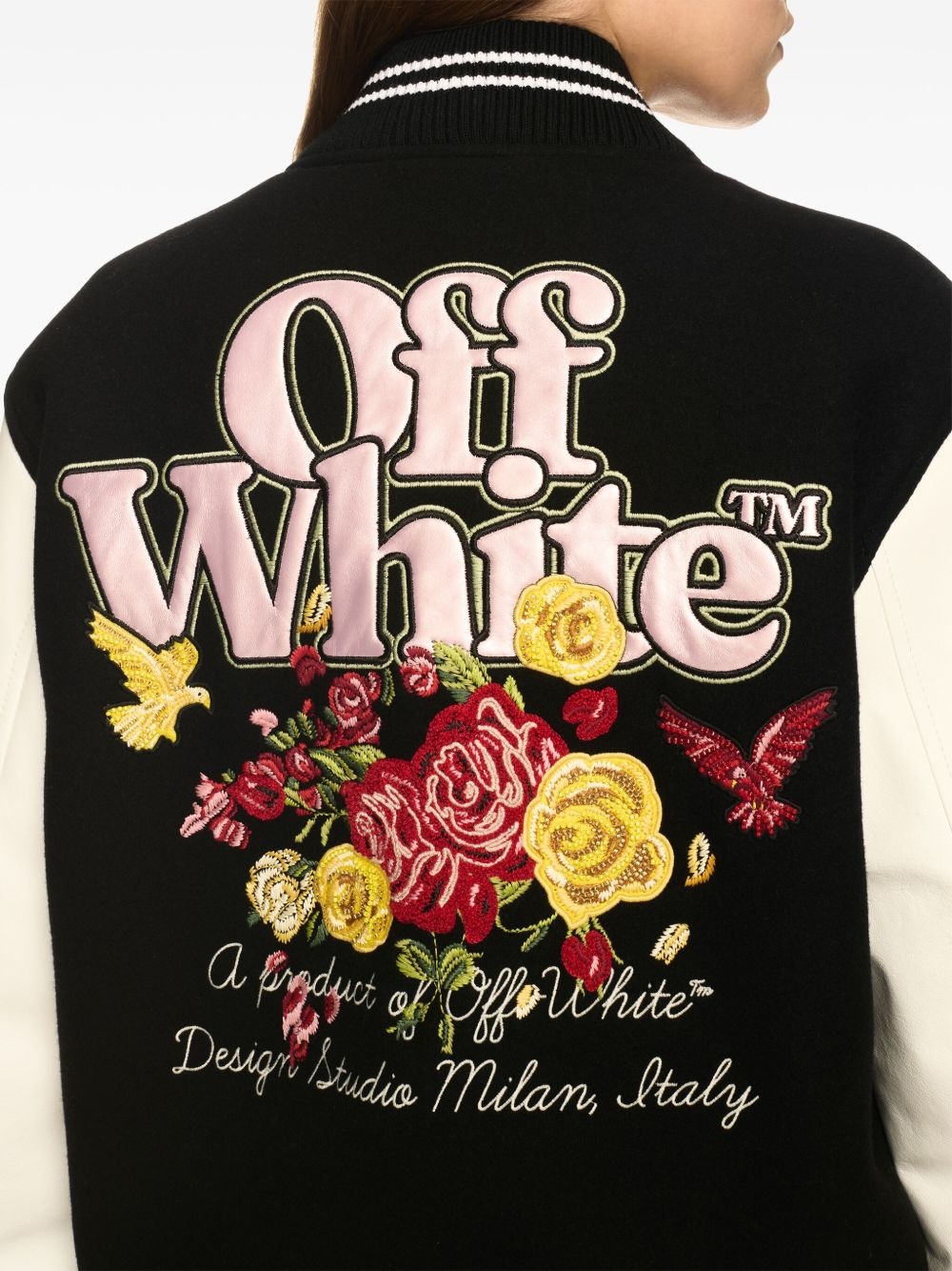 floral-embroidered bomber jacket - 5