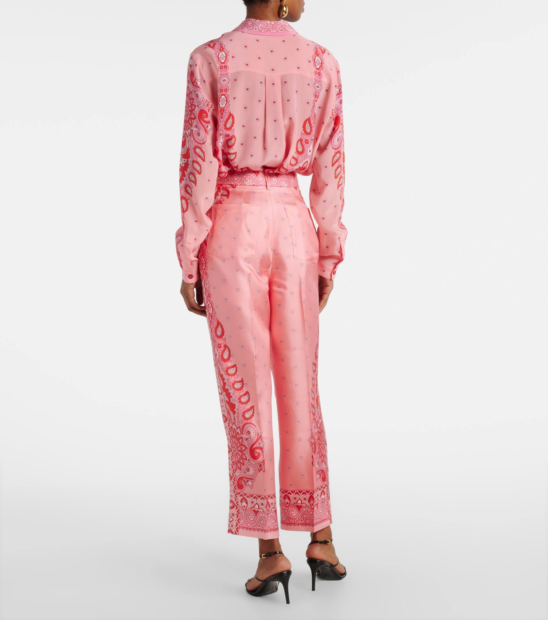 Paisley silk straight pants - 3