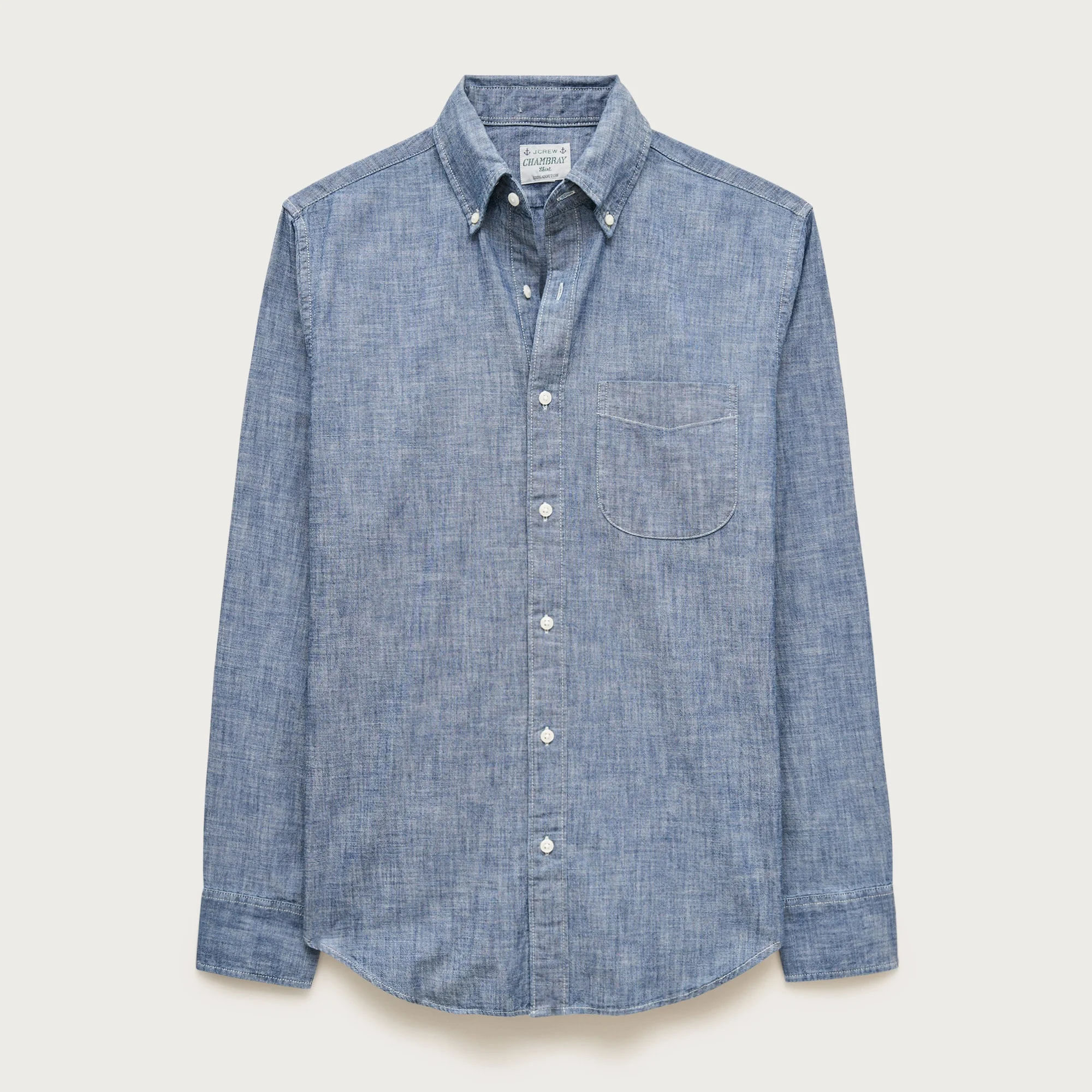 Organic cotton chambray shirt in vintage wash - 1