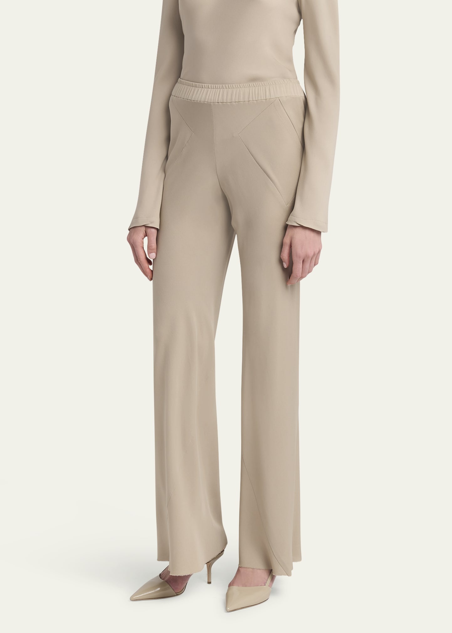 Triple Silk Georgette Flat Front Trousers - 4