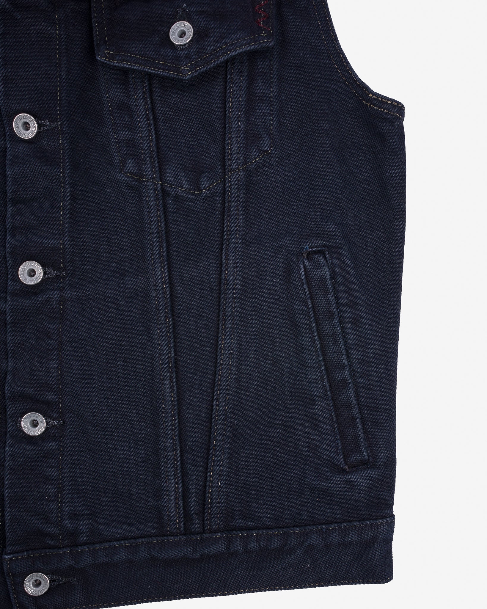 IH-526SVod 21oz Selvedge Denim Modified Type III Vest - Indigo Overdyed Black - 11