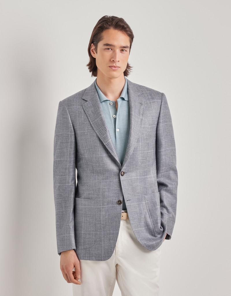 NAVY BLUE TRICOT-EFFECT COTTON JERSEY JACKET 168