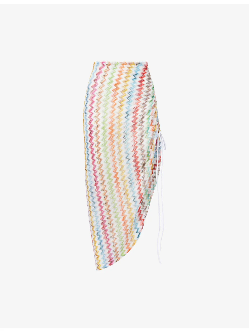 Asymmetric Ruched Knitted Midi Skirt - 1