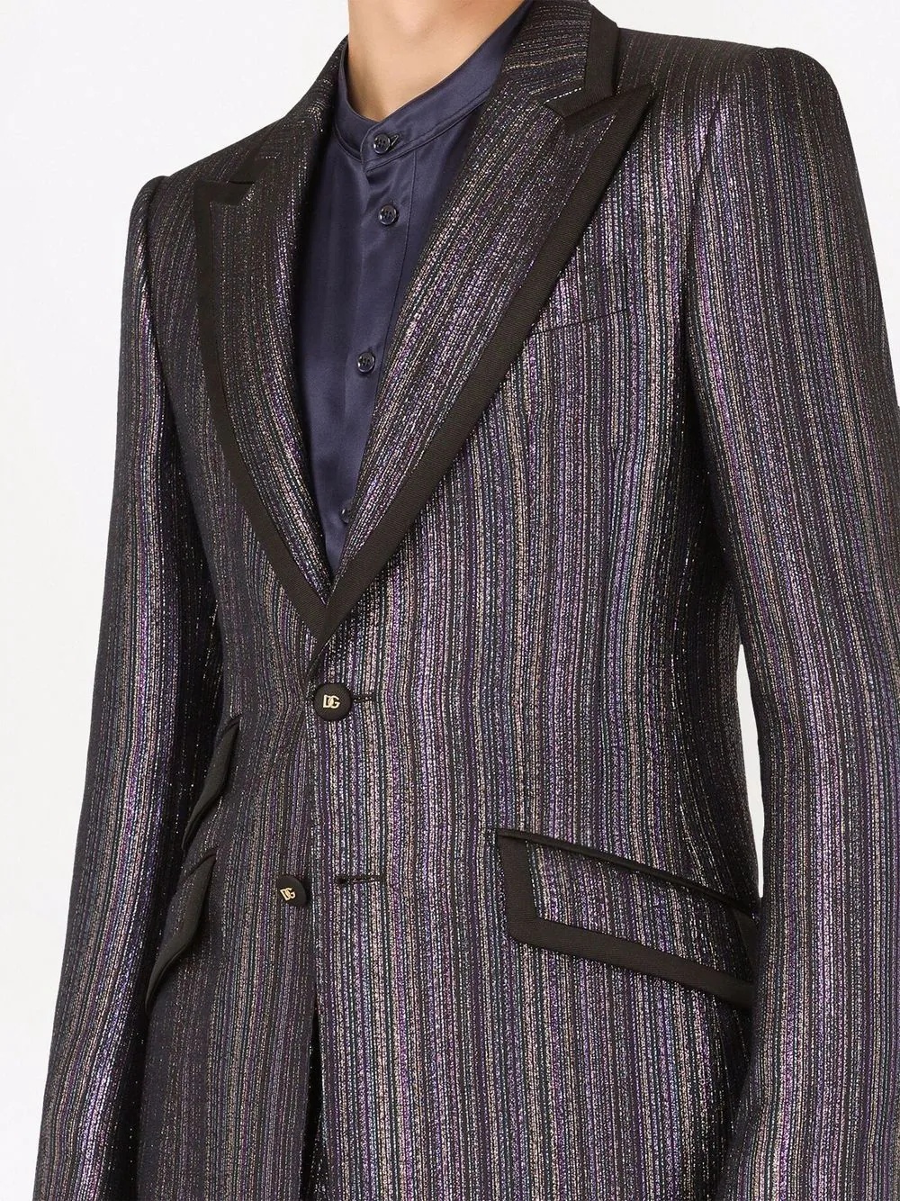 metallic-stripe suit jacket - 5