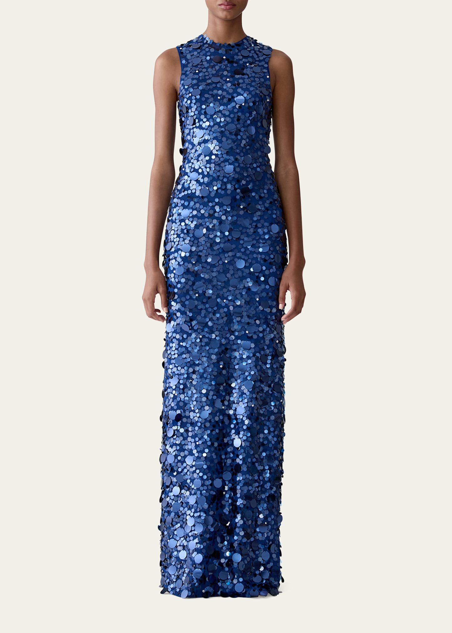 Sequined Sleeveless Mock-Neck Gown - 2