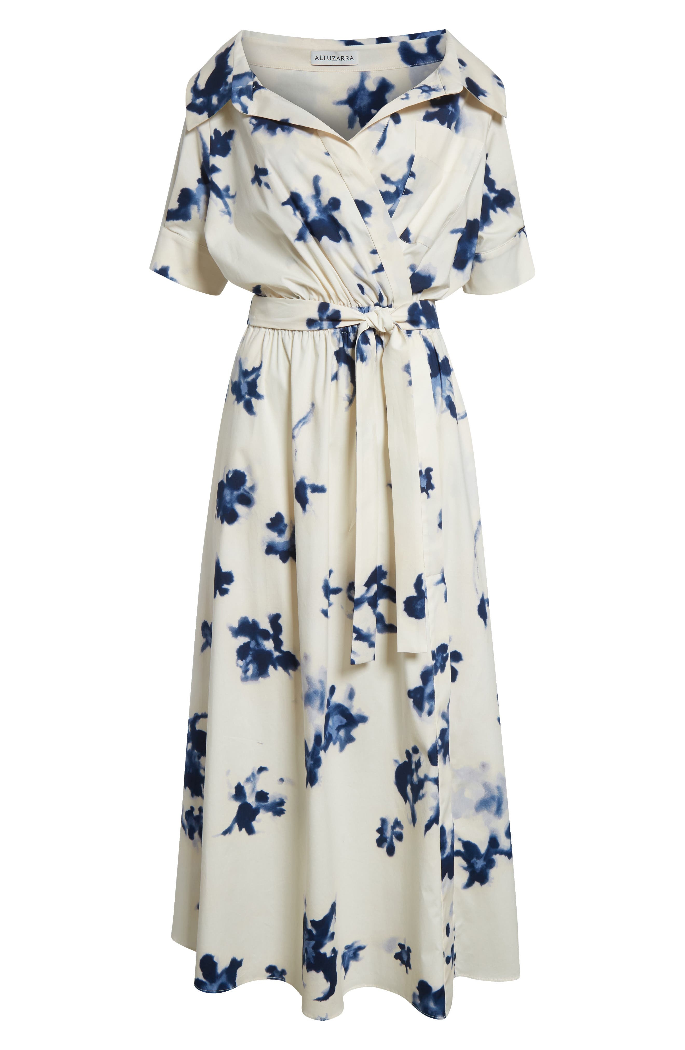 Altuzarra Lydia Floral Stretch Cotton Shirtdress in Berry Blue Flowers at Nordstrom - 5