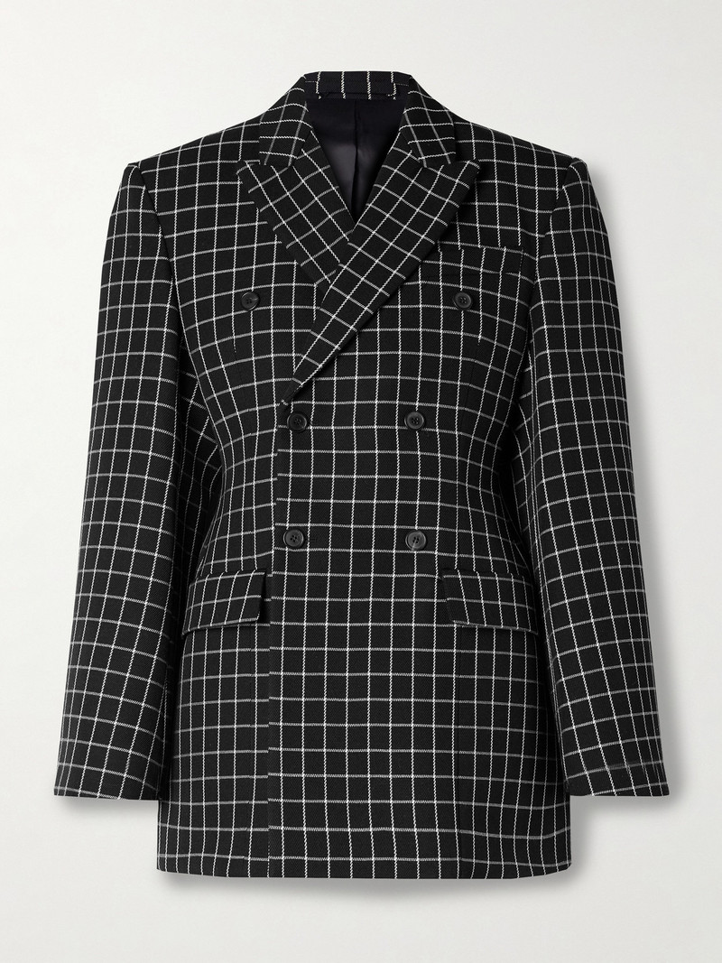 Double-breasted Checked Wool-twill Blazer 1