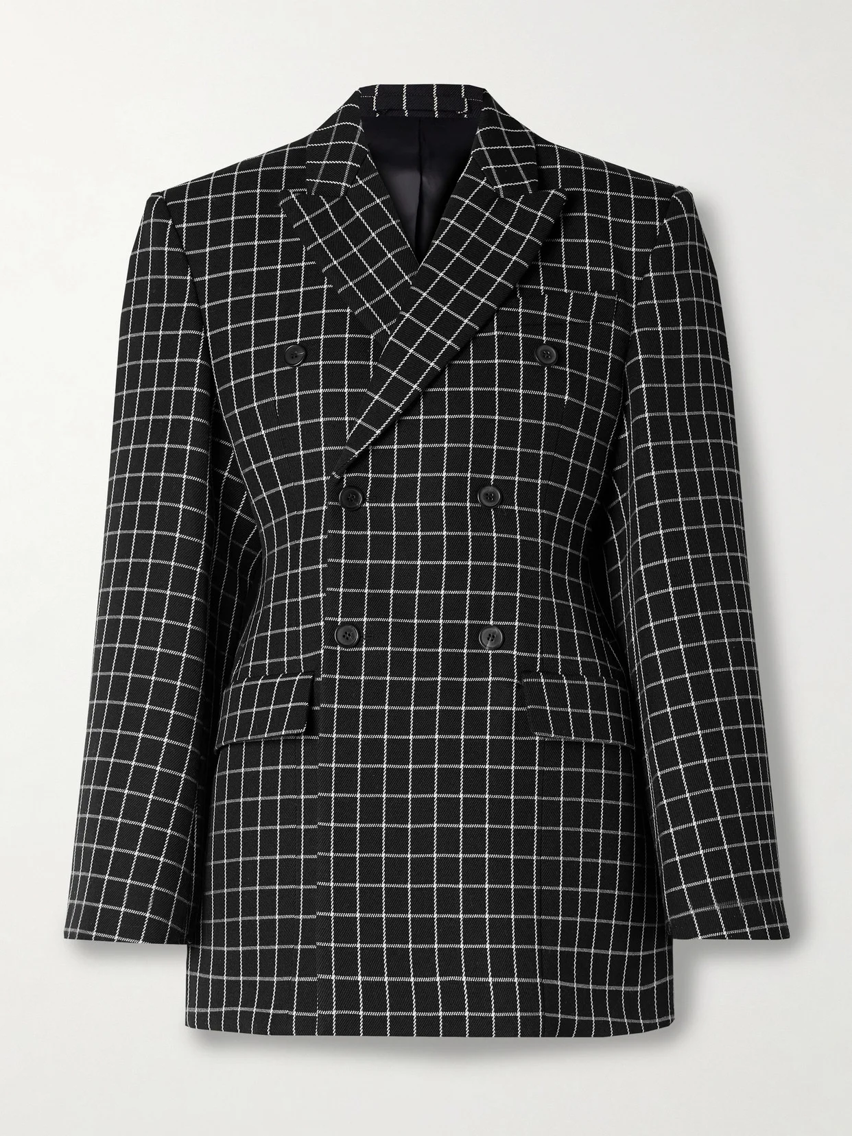 Double-breasted Checked Wool-twill Blazer - 1