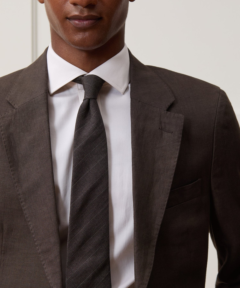 TODD SNYDER Italian Wool-Linen Stripe Tie outlook