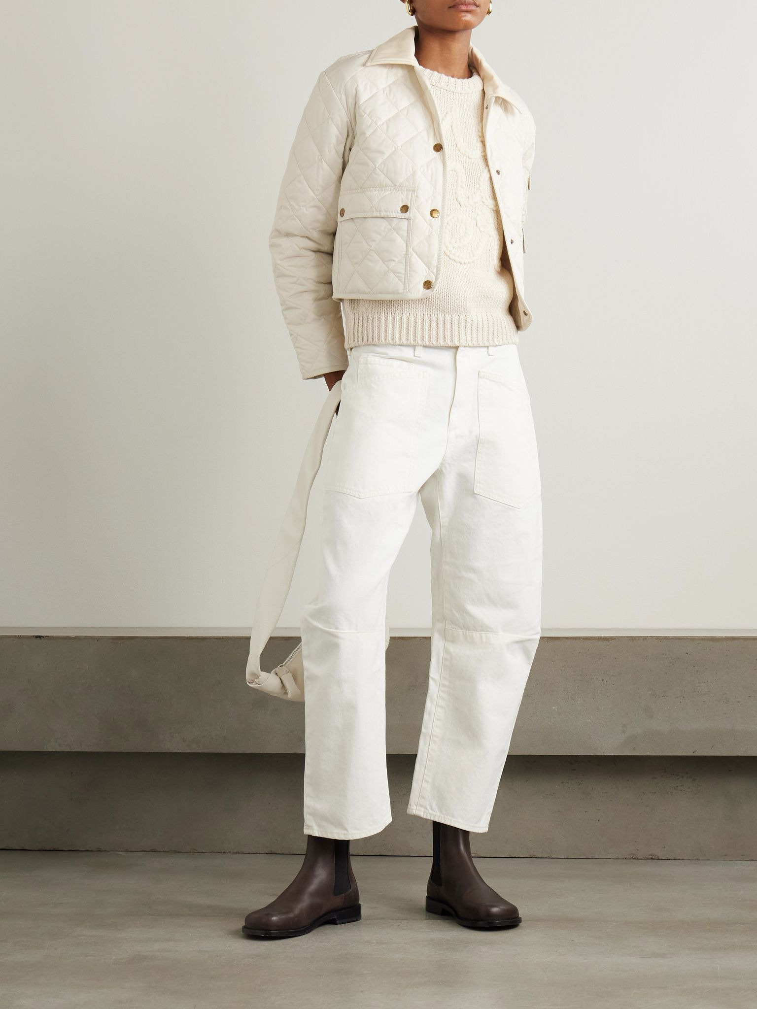 Chitre cropped cotton-canvas trimmed padded quilted shell jacket Off-white - 2