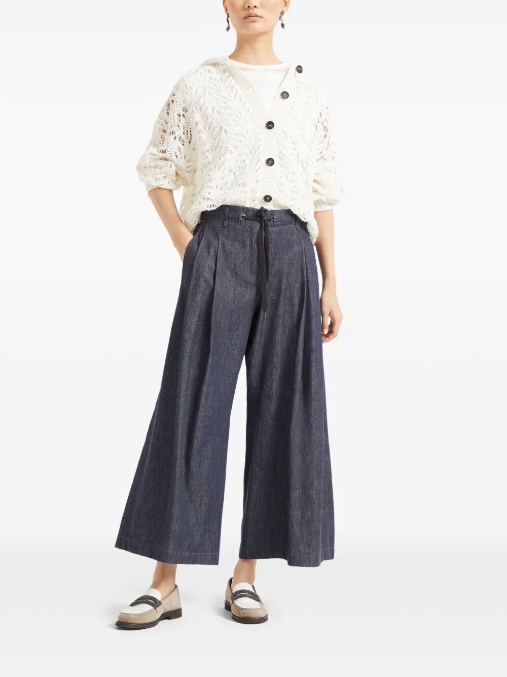 Brunello Cucinelli Women Stretch Silk Satin T-Shirt With Monili - 2
