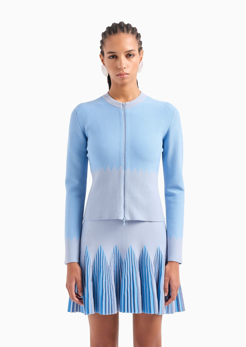 Ottoman jacquard fabric zip-up cardigan 2