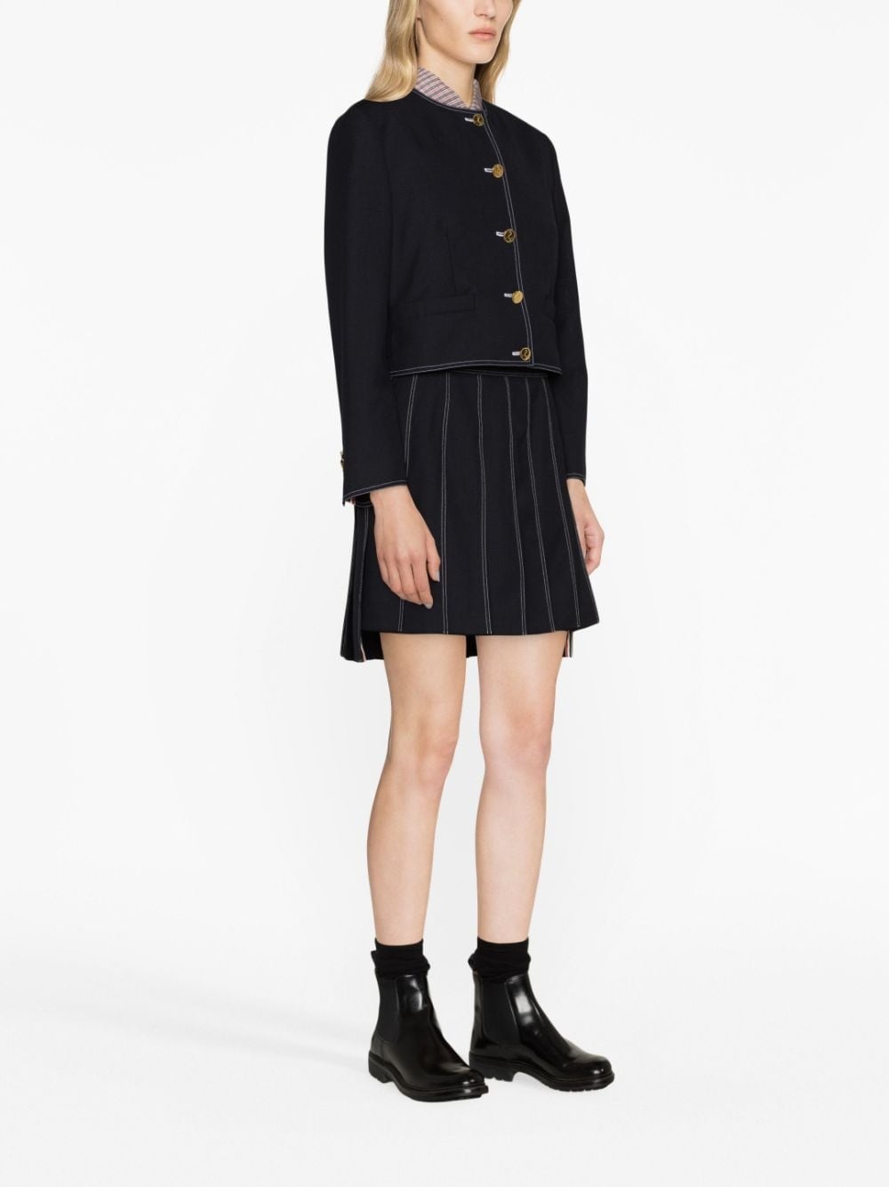 RWB-detail wool cropped jacket - 4