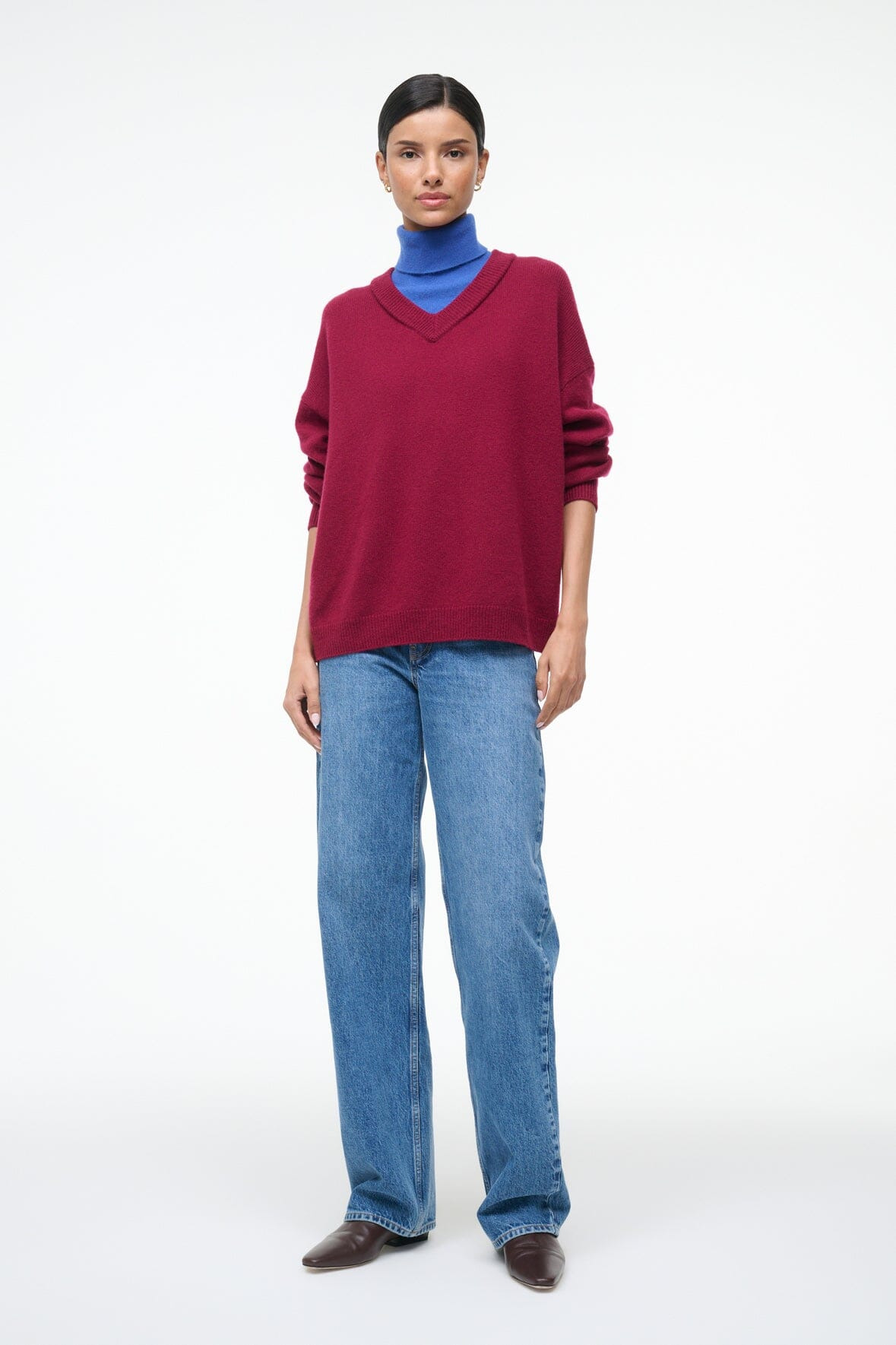 STAUD DORIS CASHMERE SWEATER CRIMSON SAPPHIRE - 4