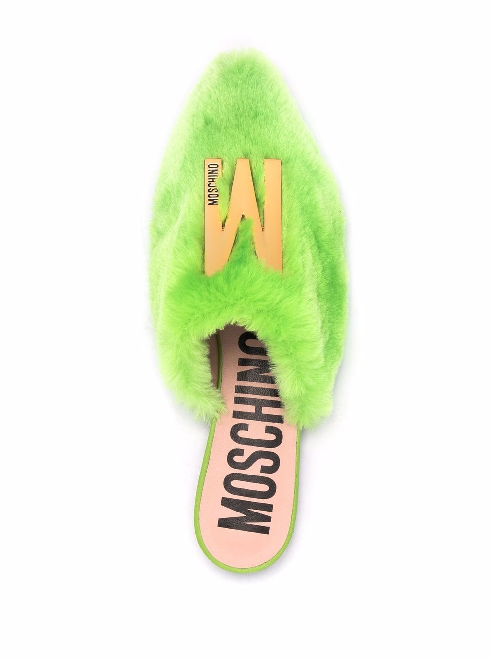 logo-plaque faux-fur mules - 4