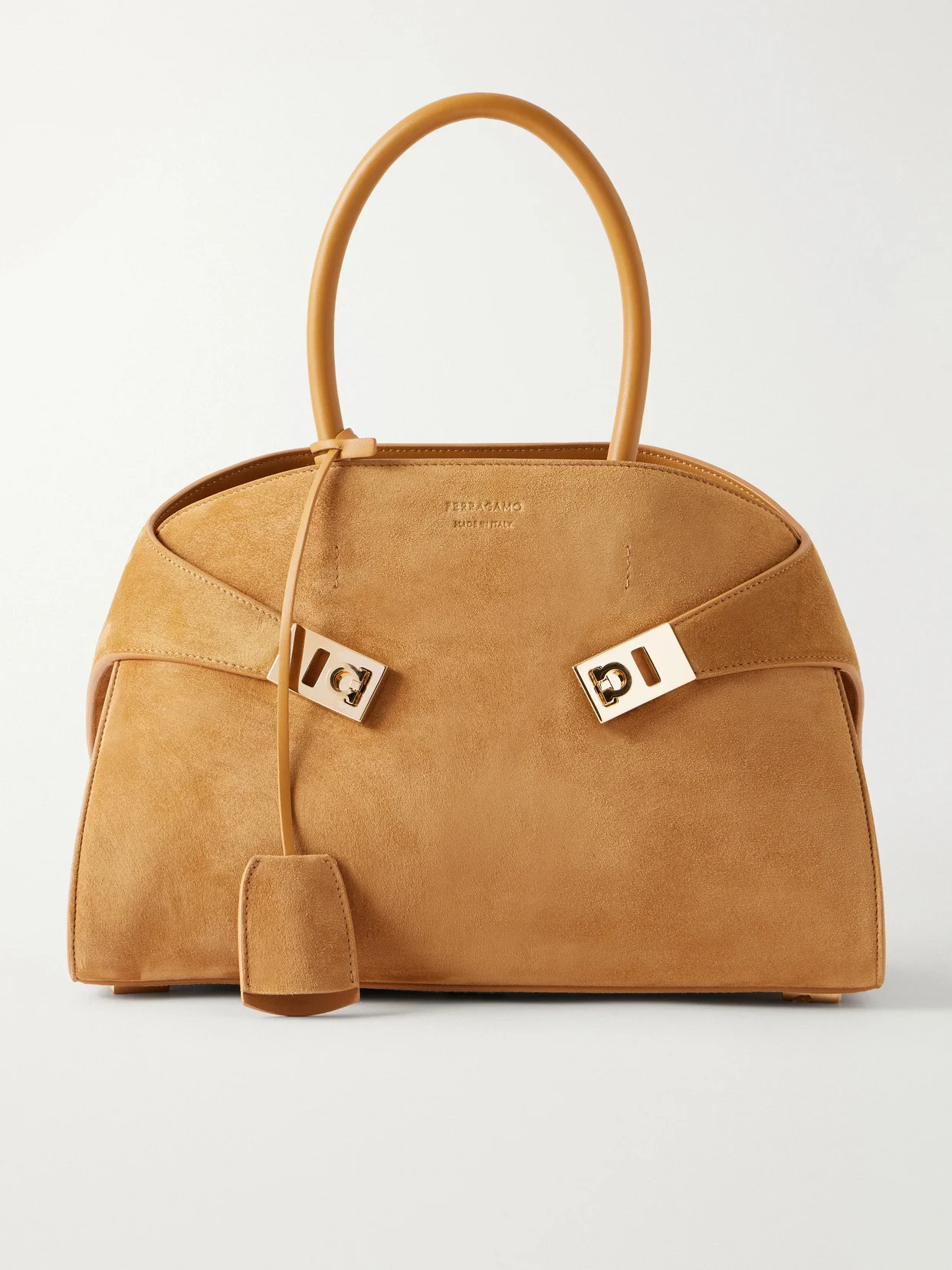 Hug Small Embellished Leather-trimmed Suede Tote - 1