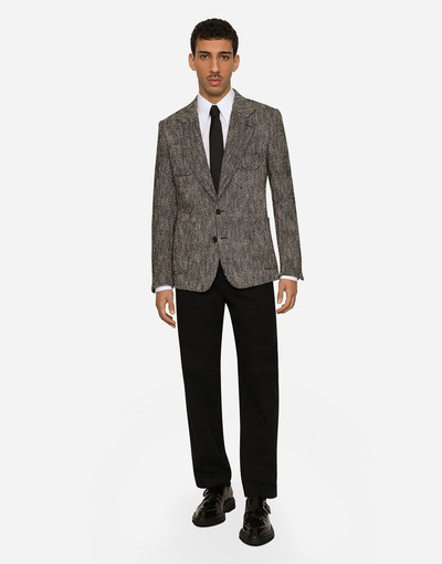 Dolce & Gabbana Double-breasted herringbone cotton and wool tweed jacket outlook