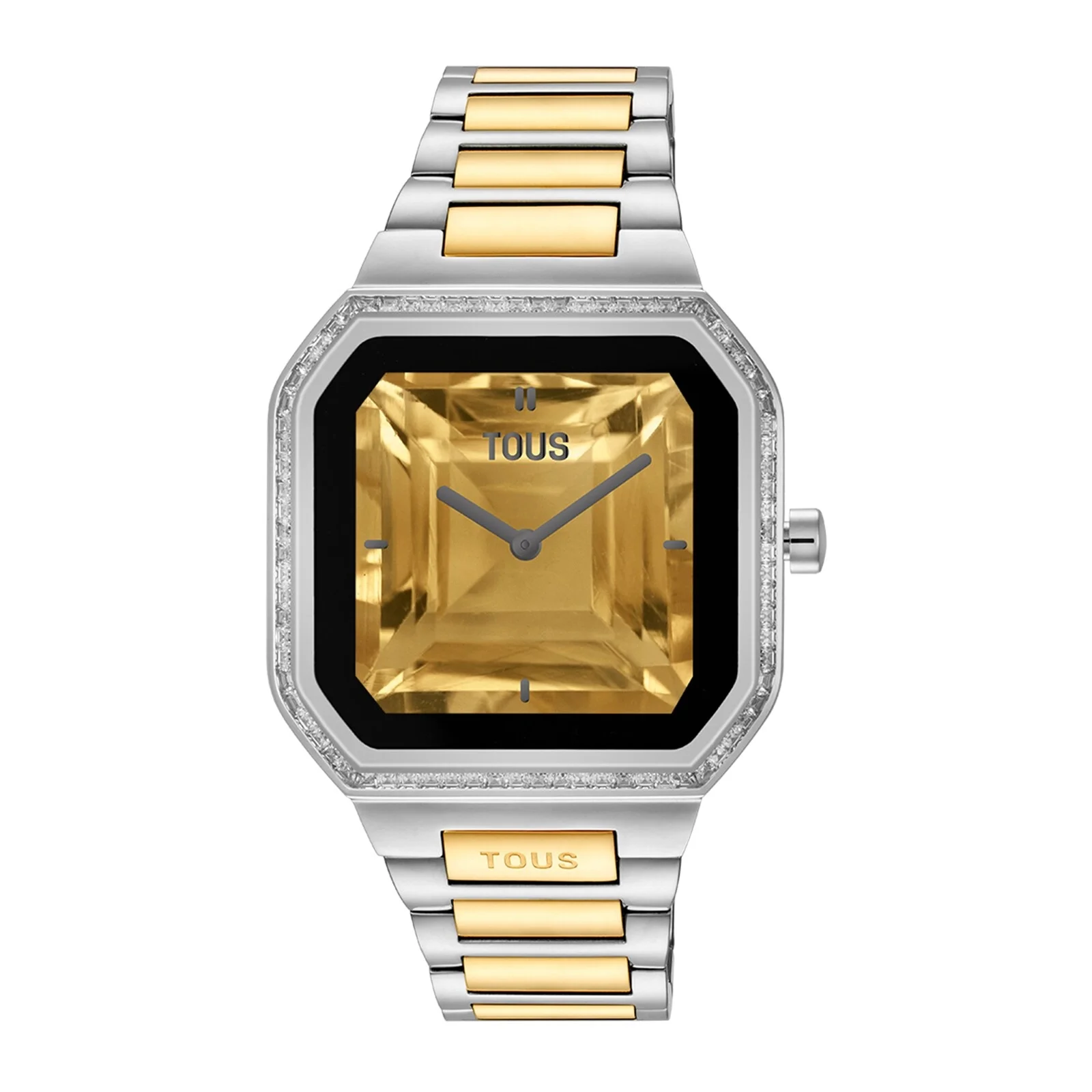 Smartwatch with steel bracelet and gold-colored steel and zirconias B-Connect - 1