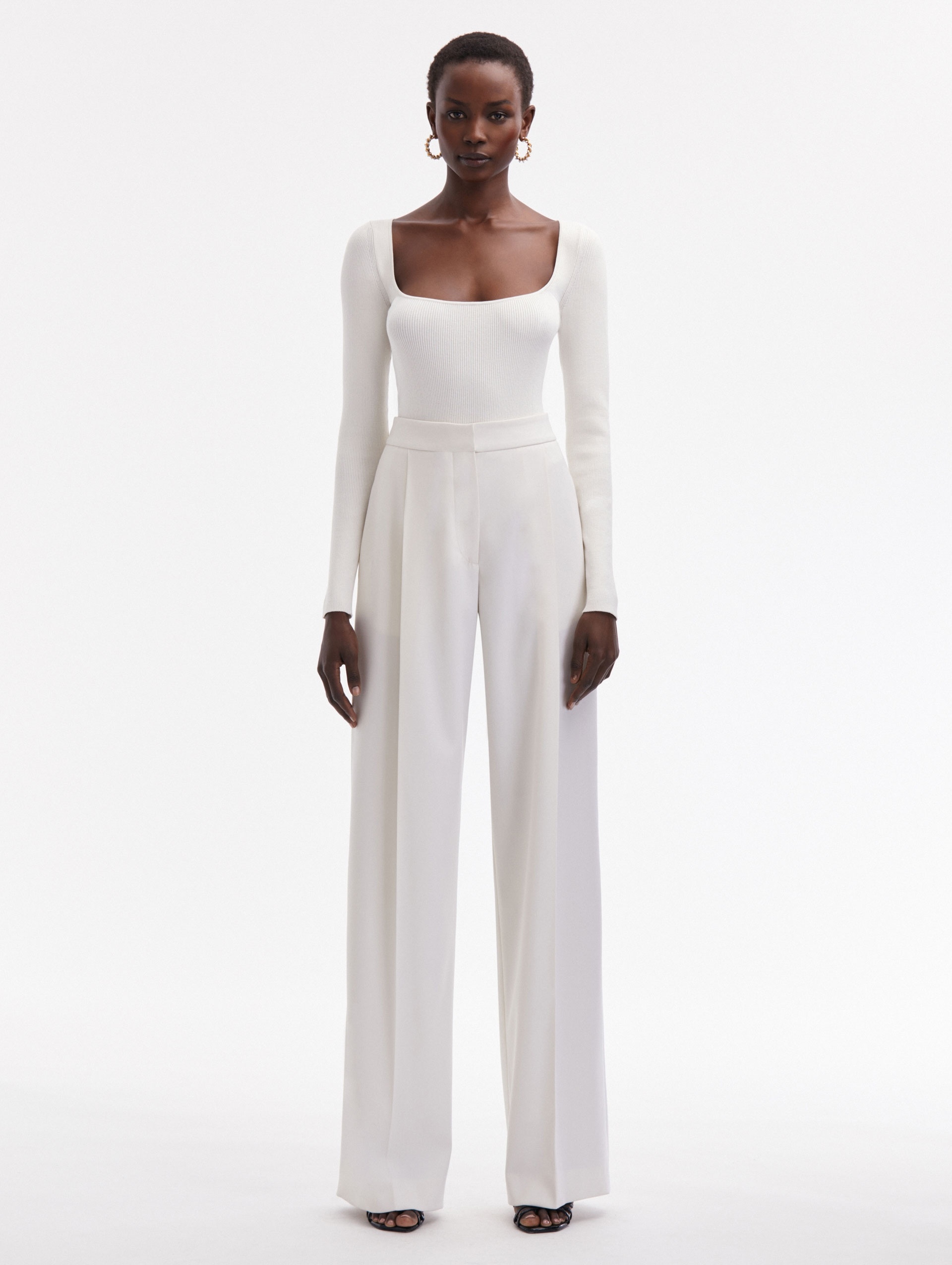 WIDE LEG WOOL GABARDINE PANT - 2