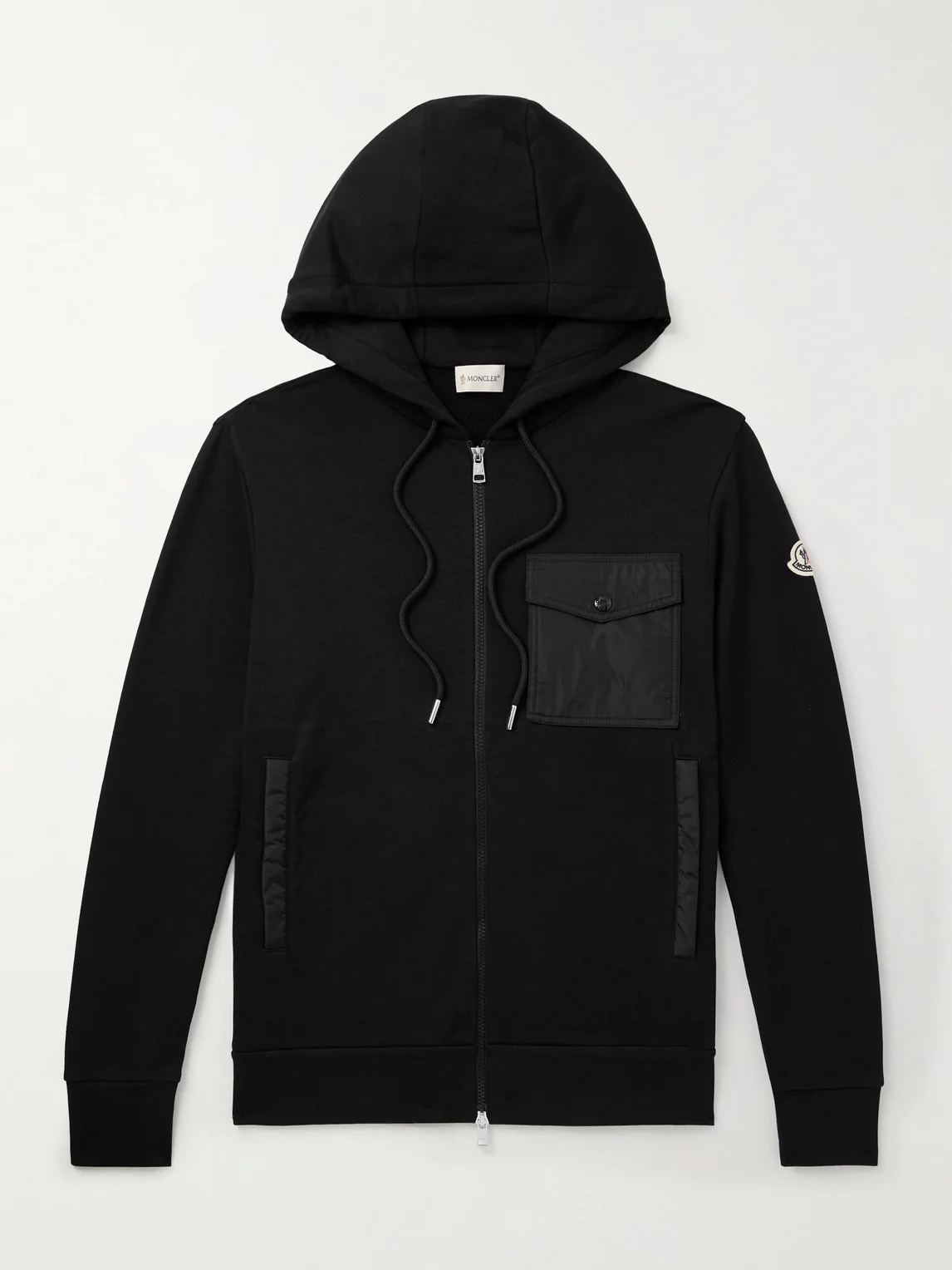 Shell-Trimmed Cotton-Blend Jersey Zip-Up Hoodie - 1