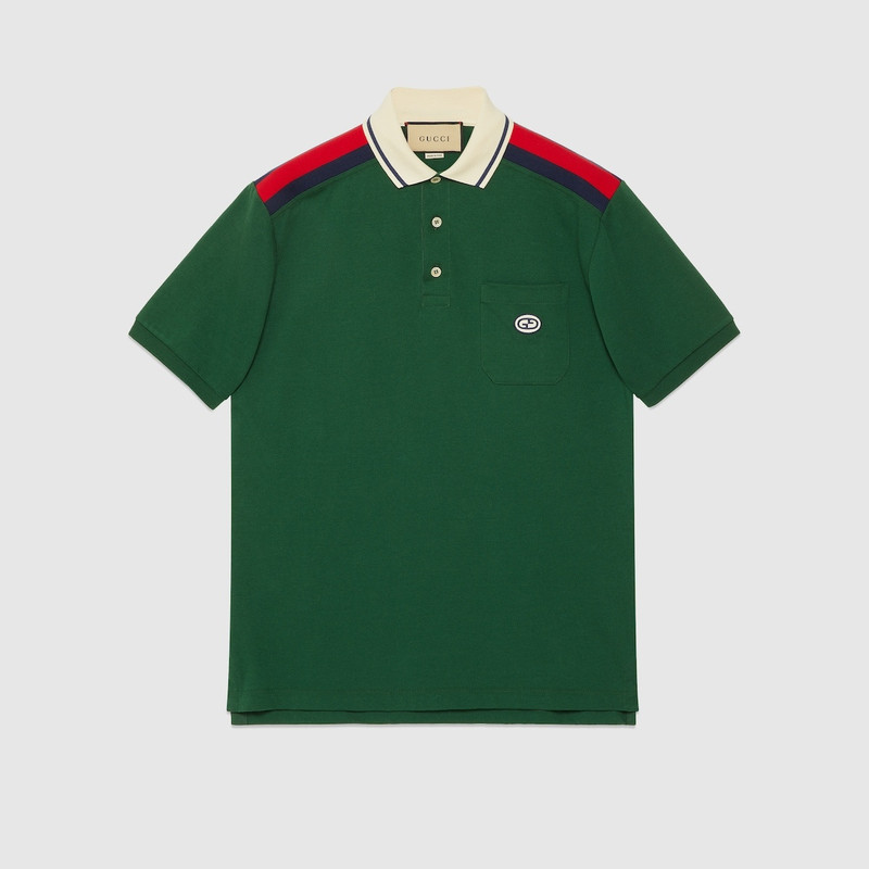 Cotton polo with Interlocking G 1